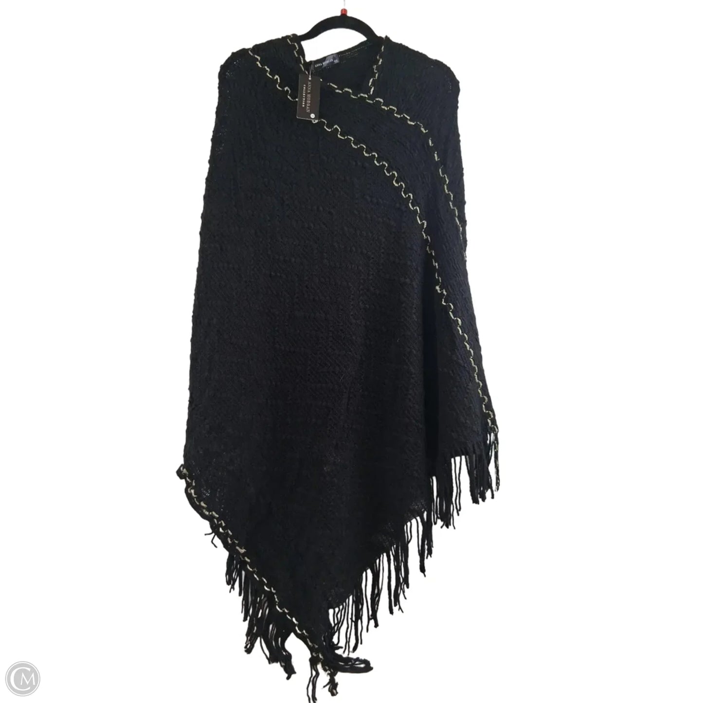 Poncho By Cme In Black & Gold, Size: Osfm
