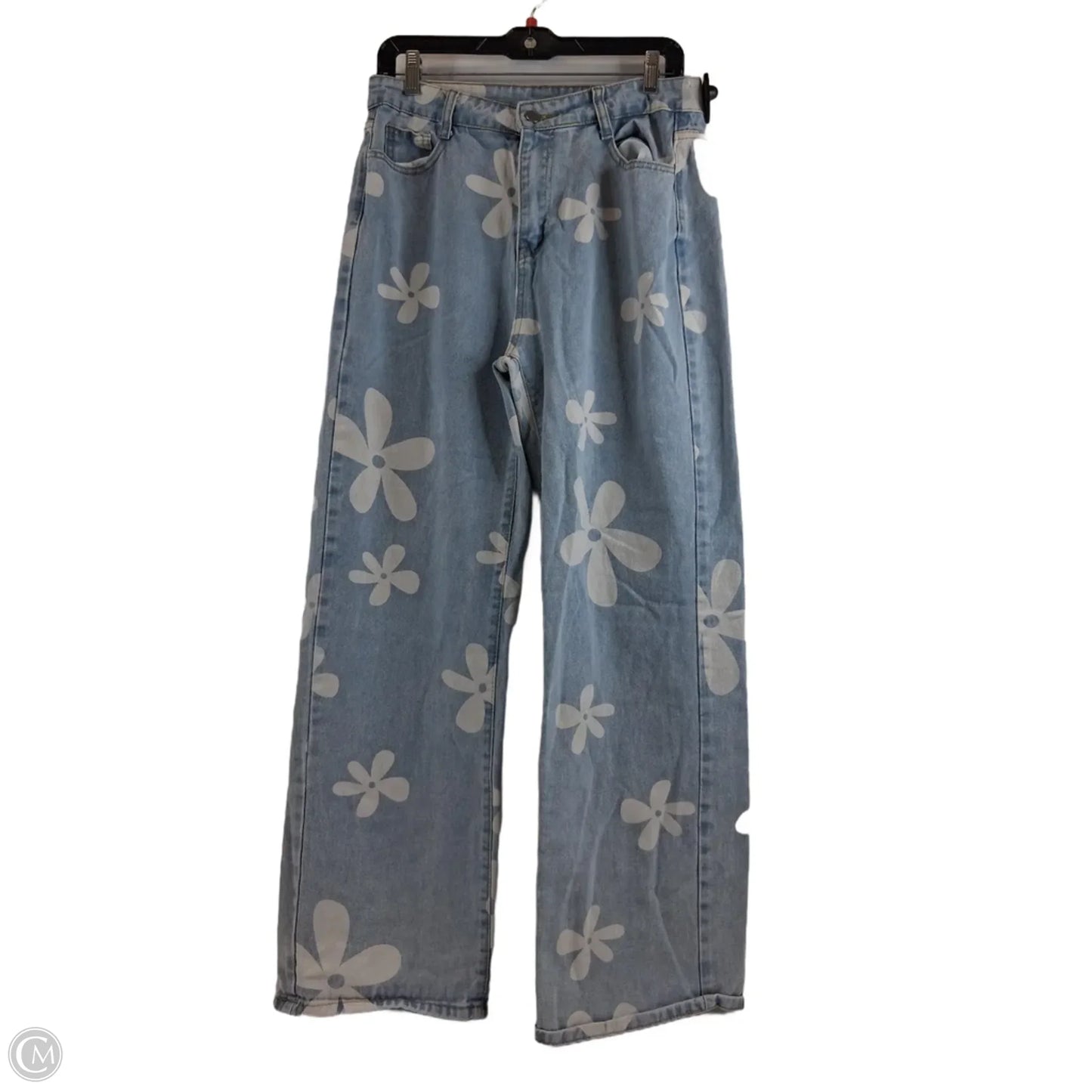 Jeans Wide Leg By Shein In Blue & White, Size: 12