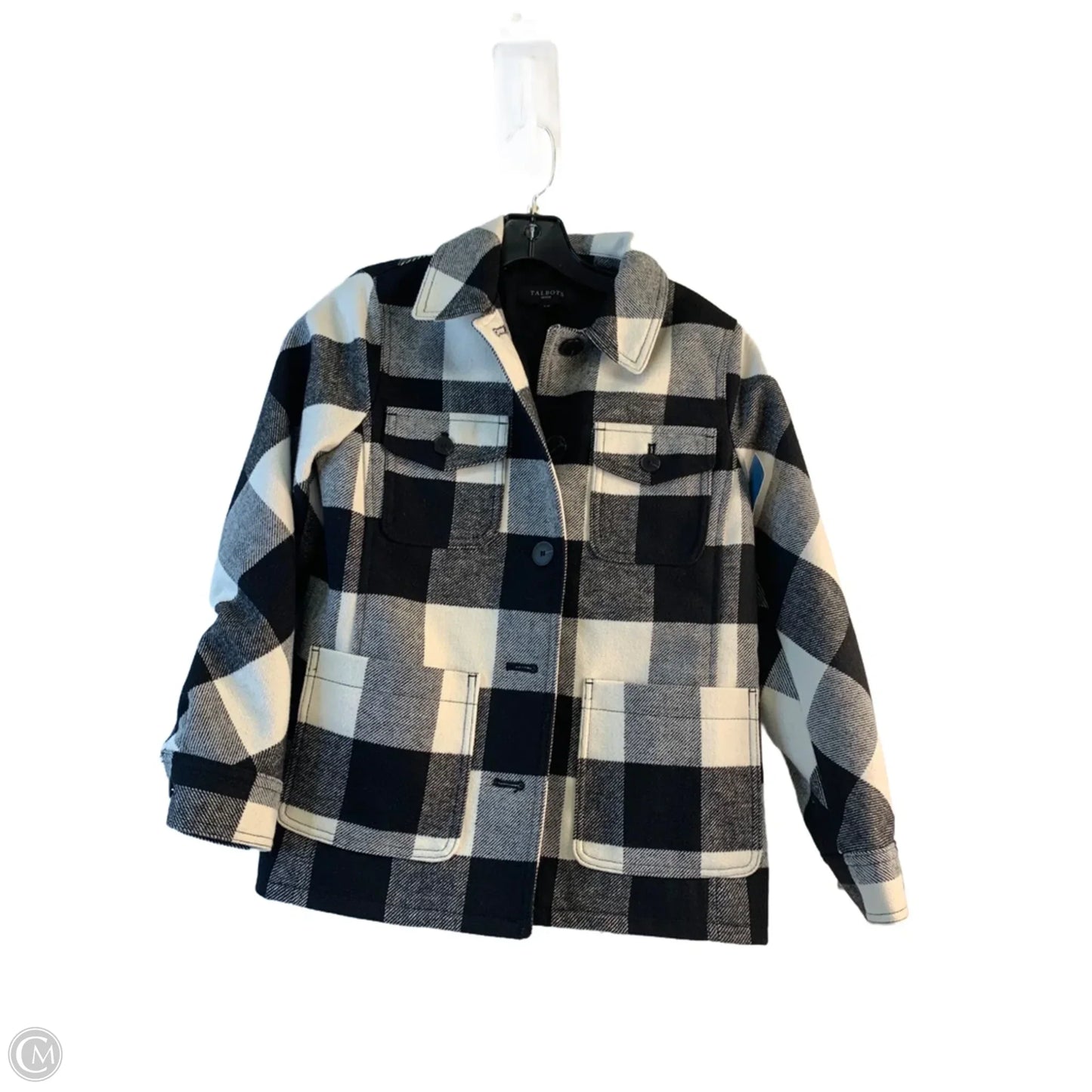 Jacket Shirt By Talbots In Black & Cream, Size: S