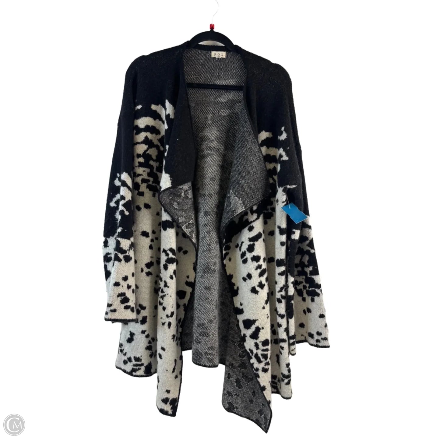 Sweater Cardigan By Pol In Black & Cream, Size: S