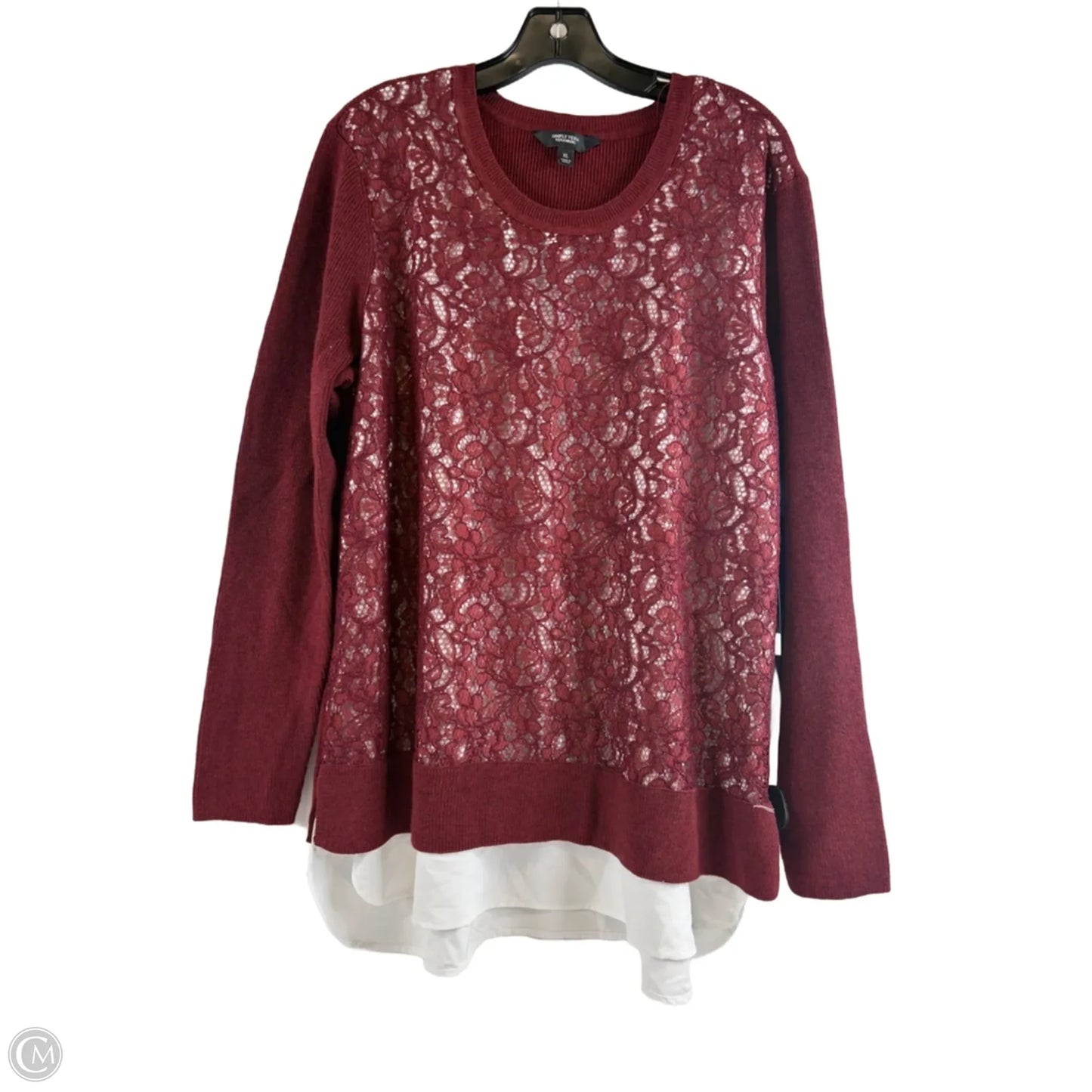 Top Long Sleeve By Simply Vera In Maroon, Size: Xl