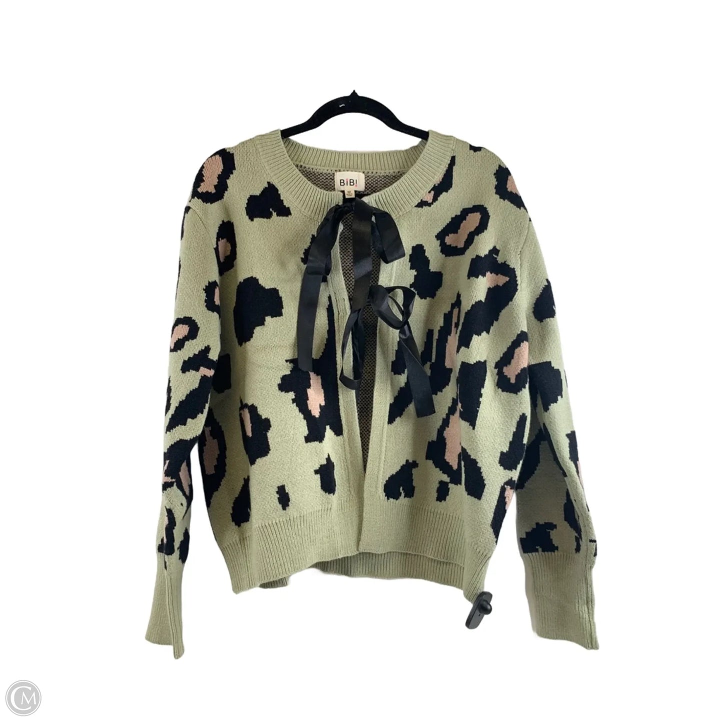 Sweater Cardigan By Bibi In Green & Pink, Size: M