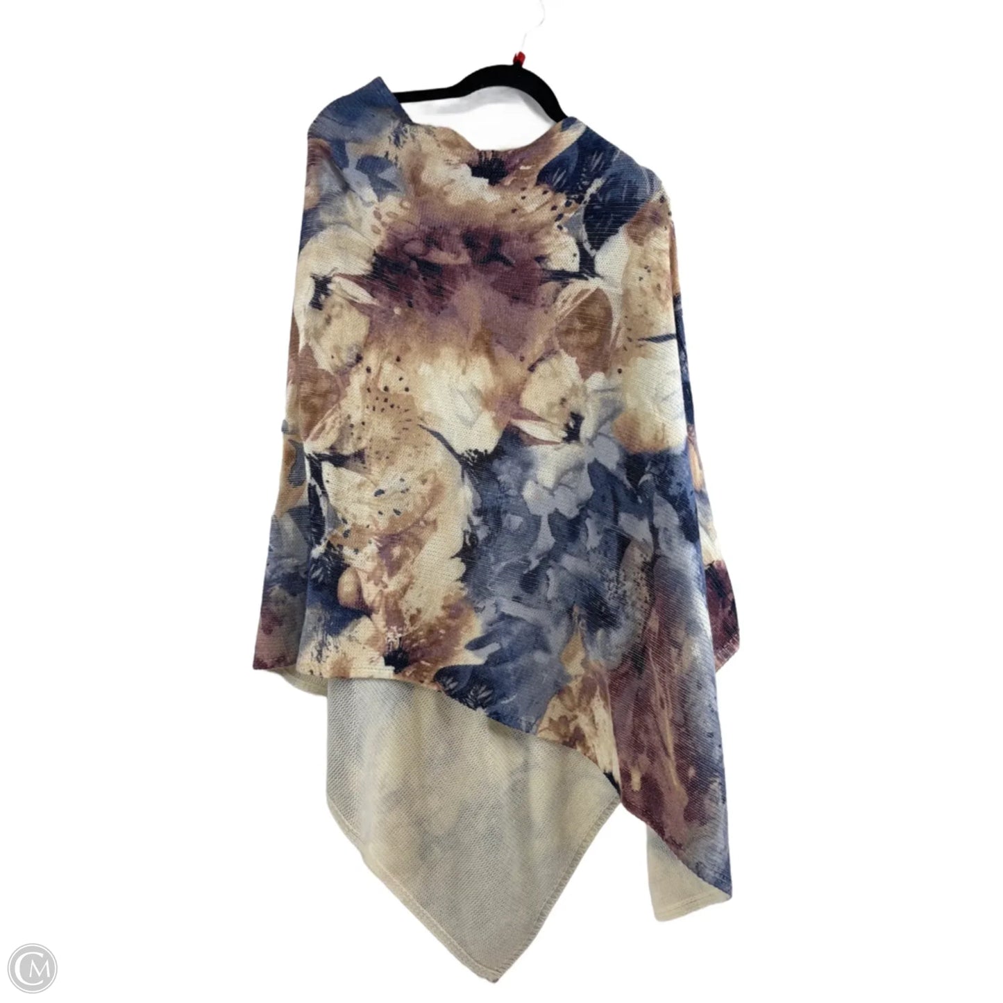 Poncho By Chicos In Blue & Tan, Size: L