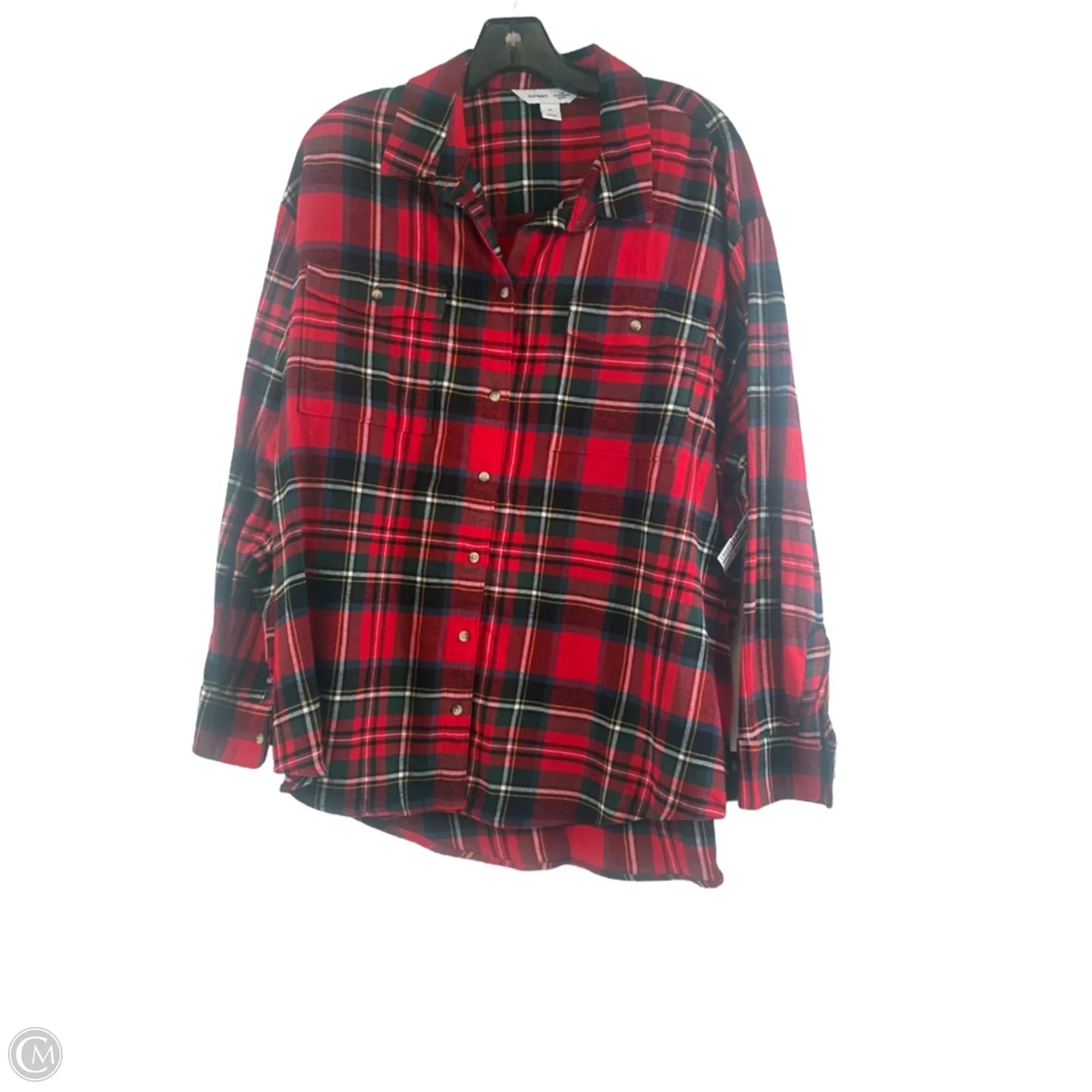 Top Long Sleeve By Old Navy In Plaid Pattern, Size: Xl