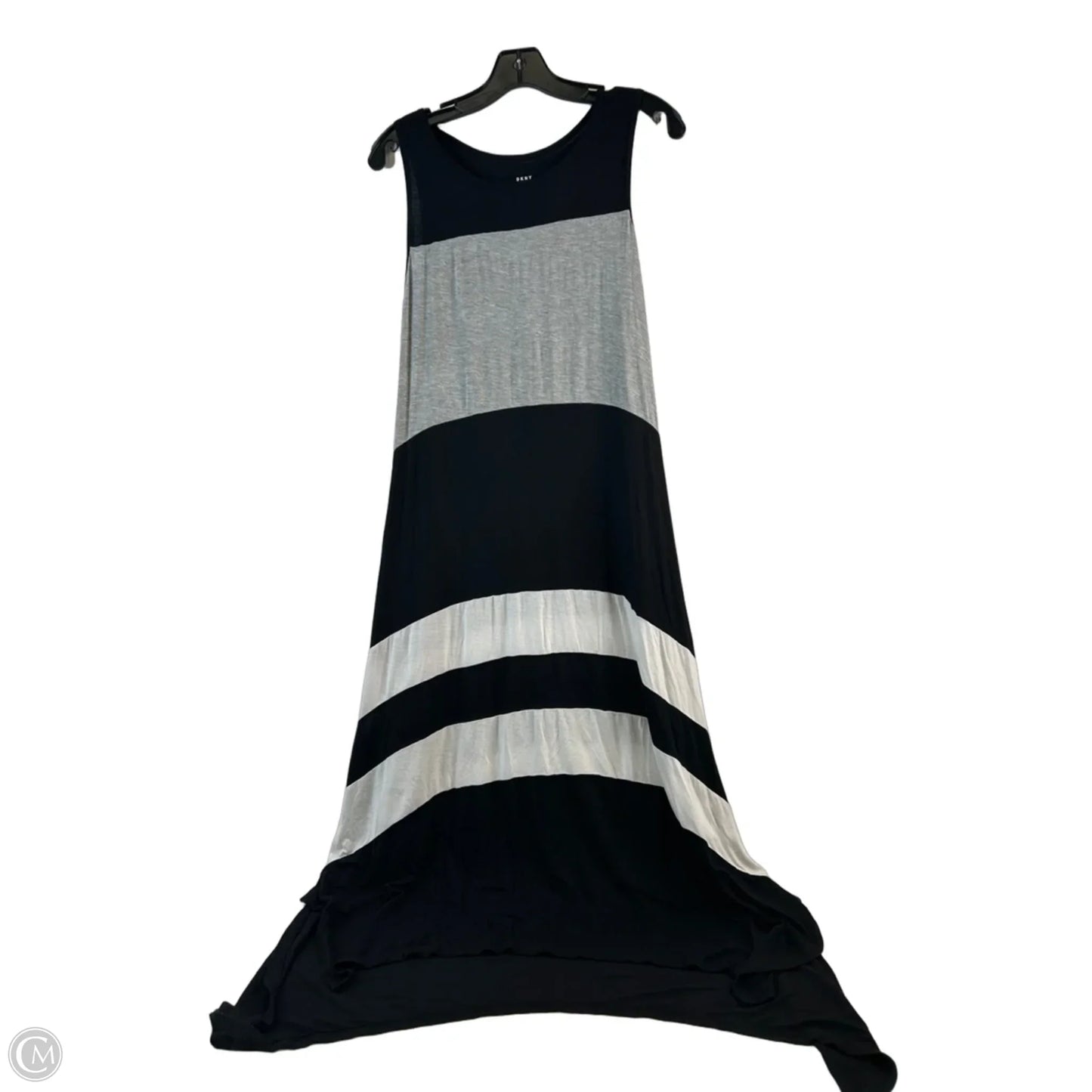 Dress Casual Maxi By Dkny In Black & Grey, Size: S