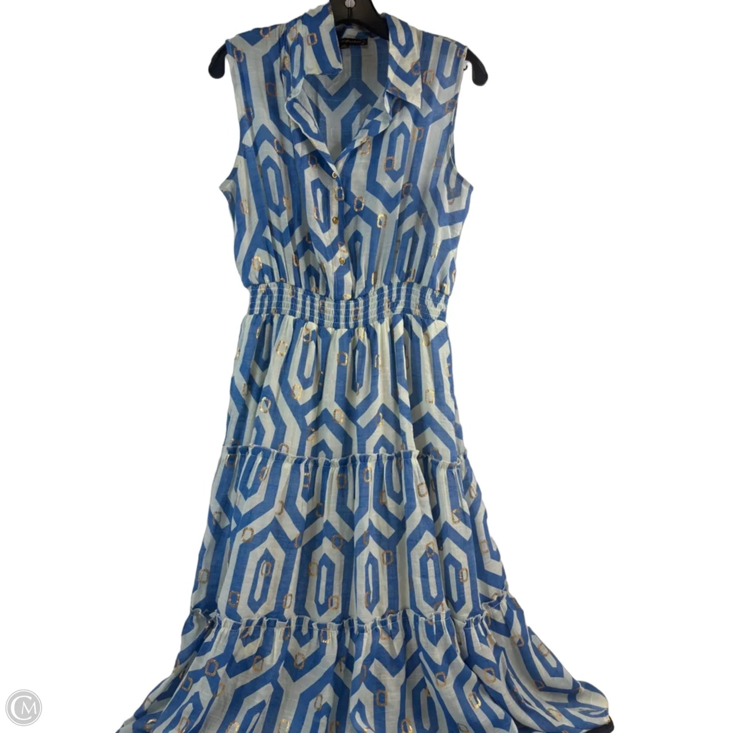 Dress Casual Maxi By Clothes Mentor In Blue & Gold, Size: M