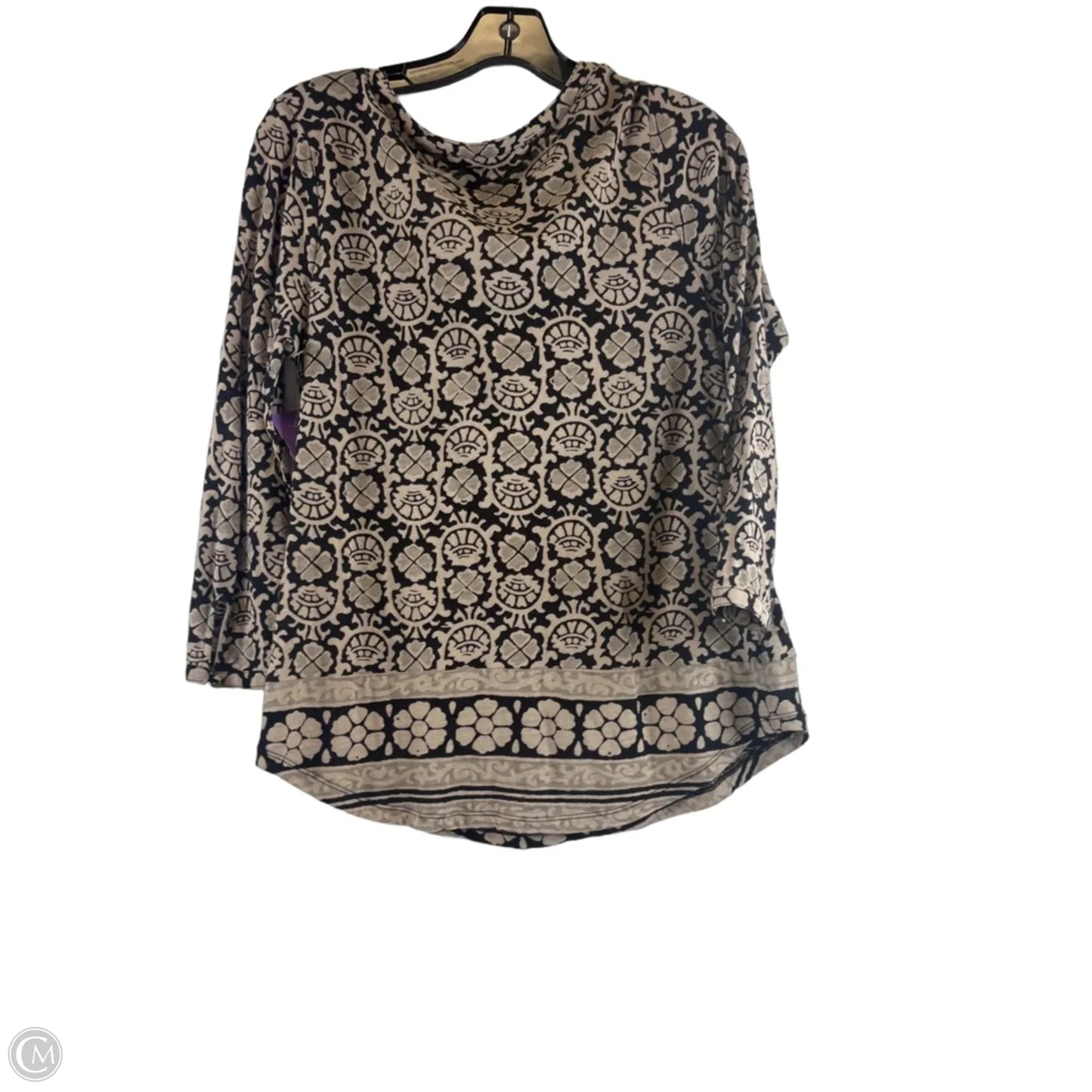 Top 3/4 Sleeve Basic By Lucky Brand In Black & Brown, Size: S