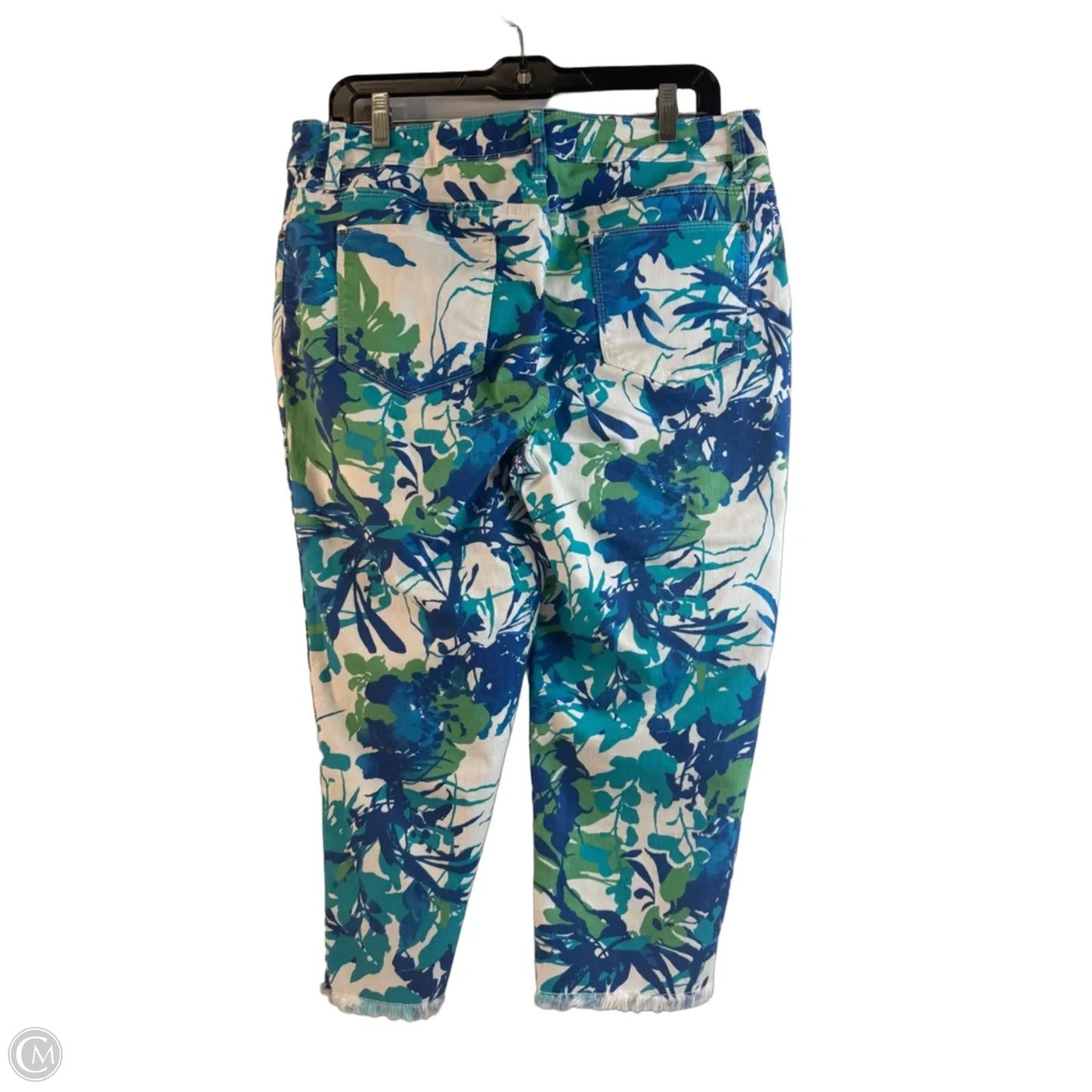 Jeans Cropped By Chicos In Blue & Green, Size: 12