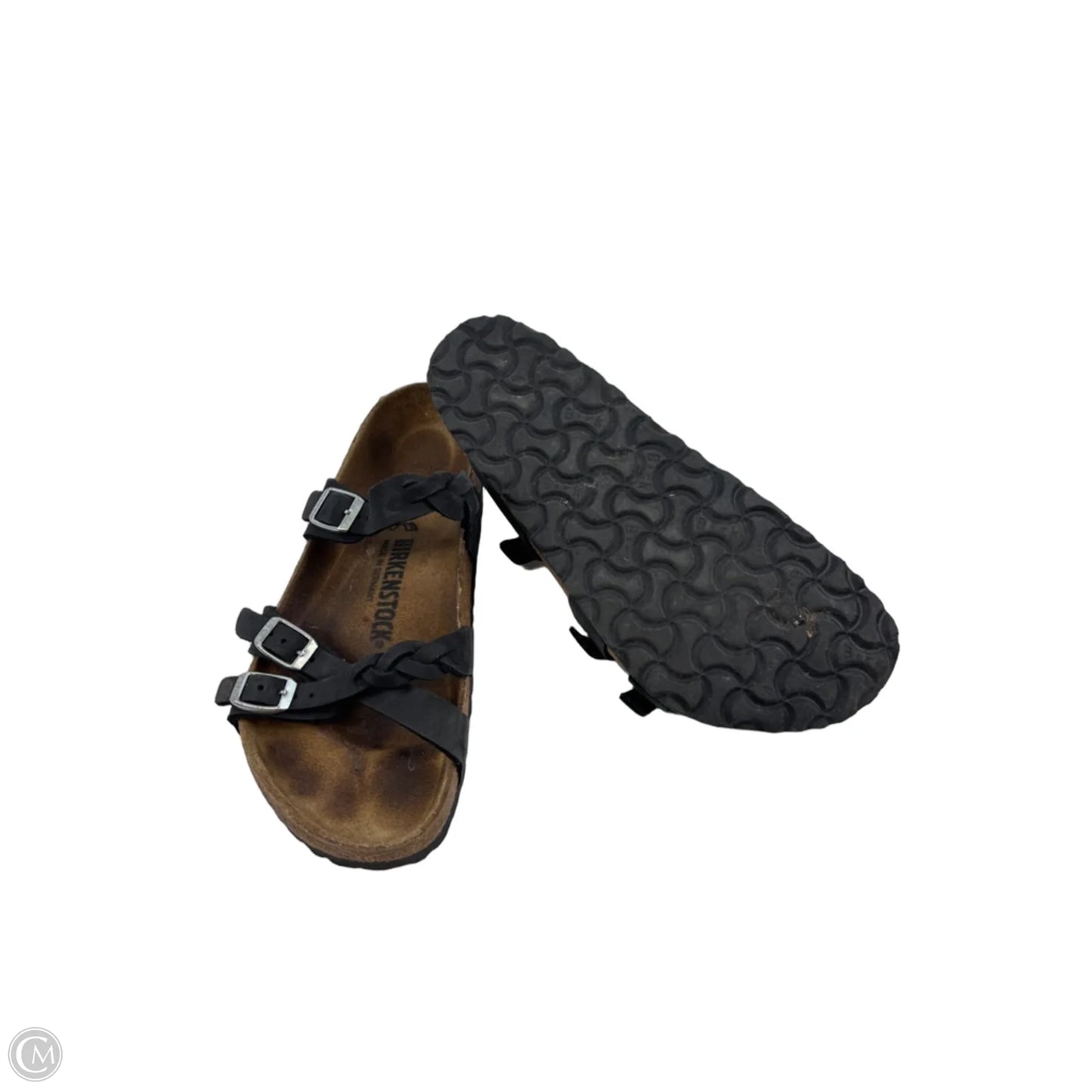 Sandals Flats By Birkenstock In Black & Brown, Size: 8