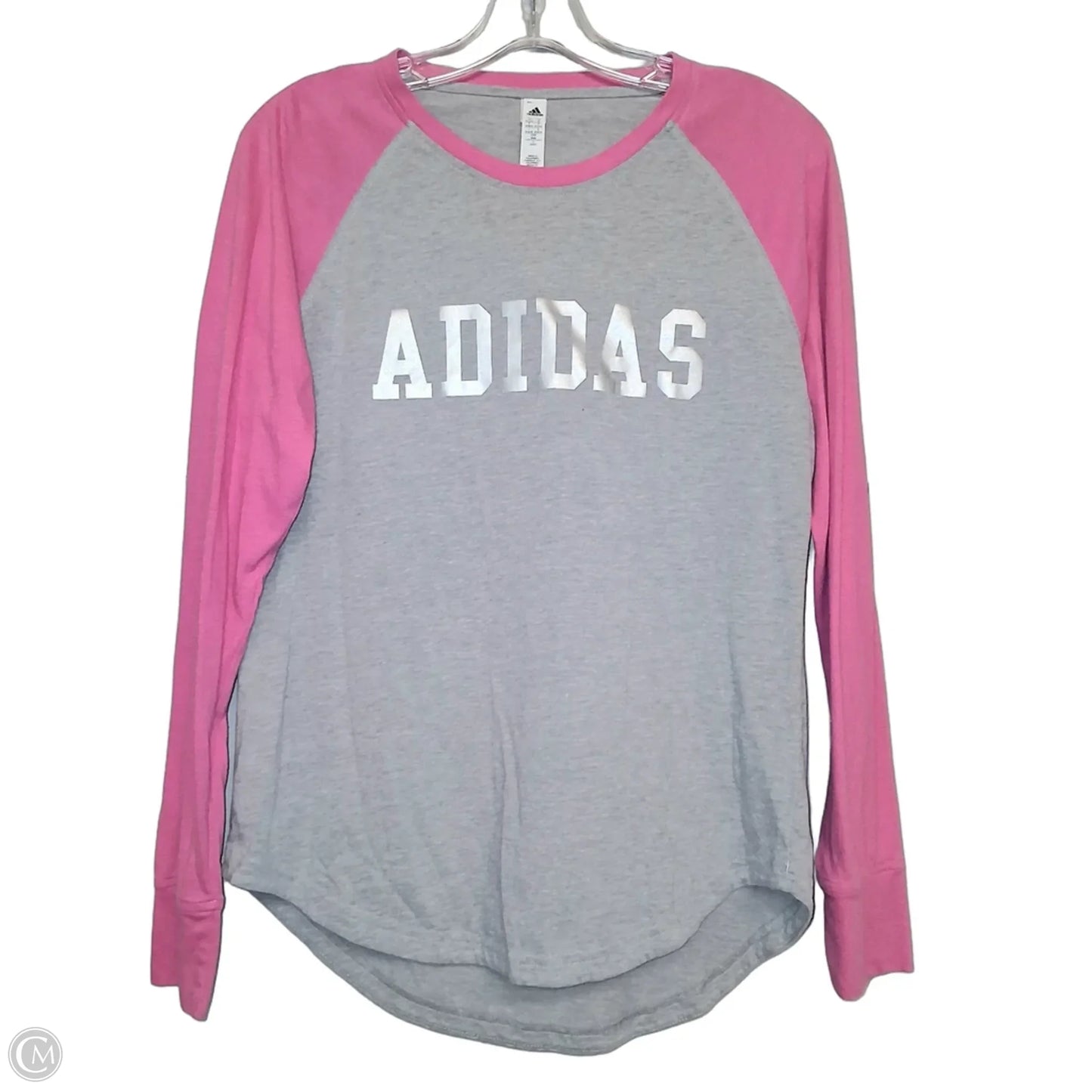 Athletic Top Long Sleeve Crewneck By Adidas In Grey & Pink, Size: M