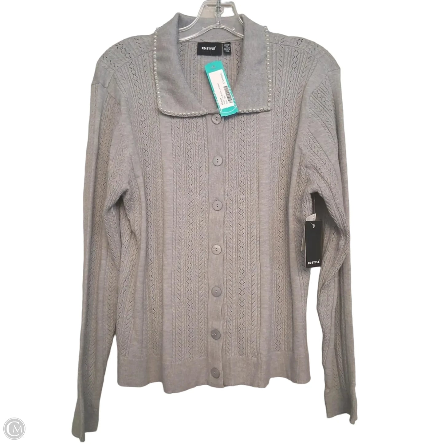 Sweater Cardigan By Rd Style In Grey, Size: 1x