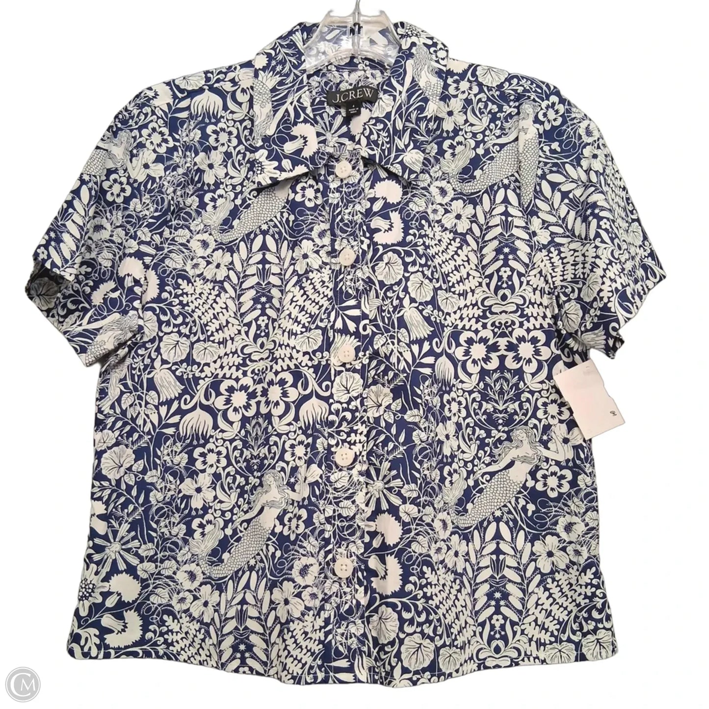 Top Short Sleeve By J. Crew In Blue & White, Size: S