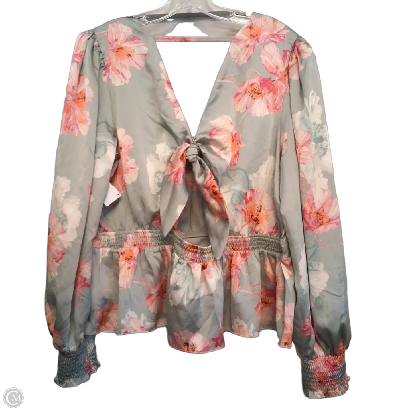 Top Long Sleeve By Express In Grey & Pink, Size: Xl