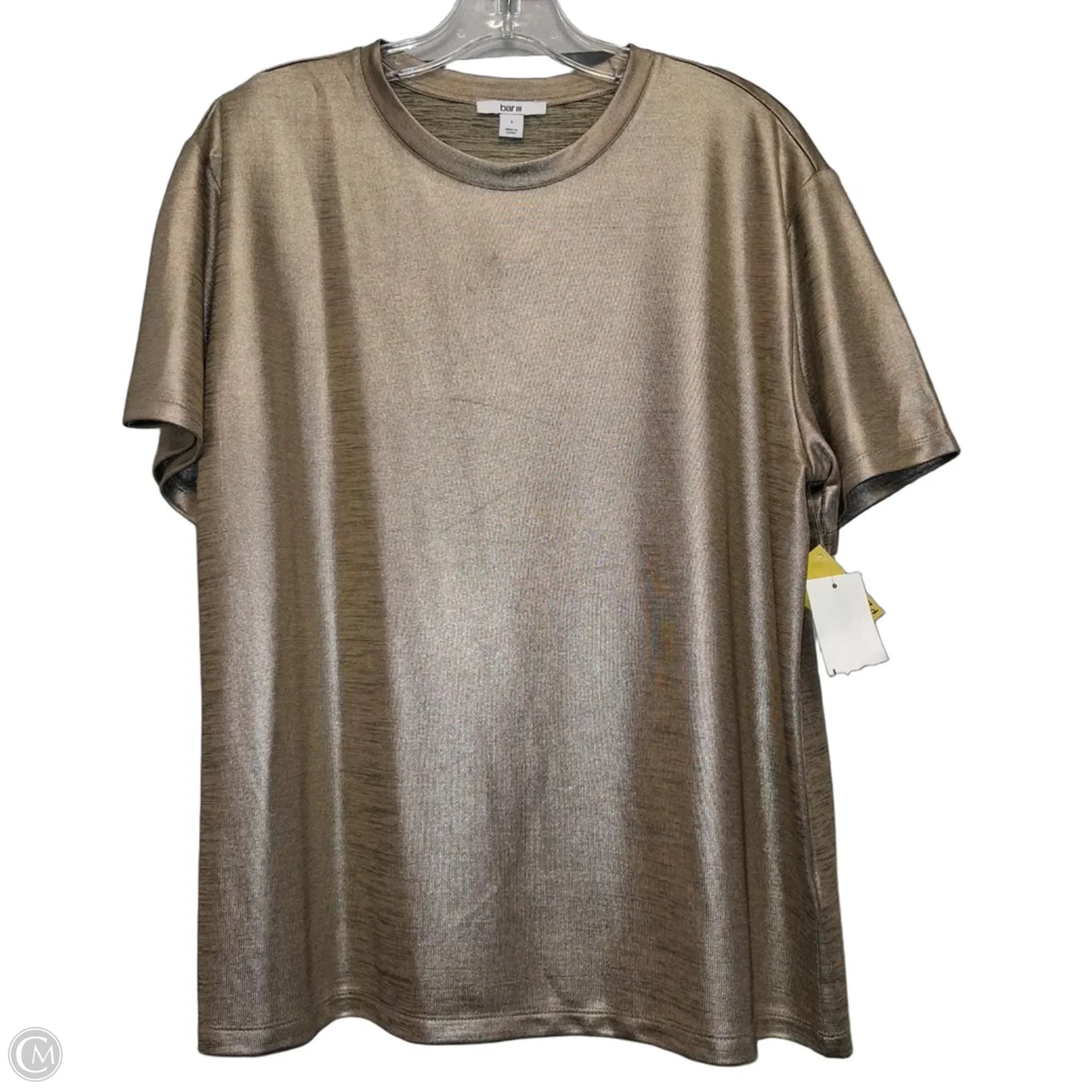 Top Short Sleeve Basic By Bar Iii In Gold, Size: S