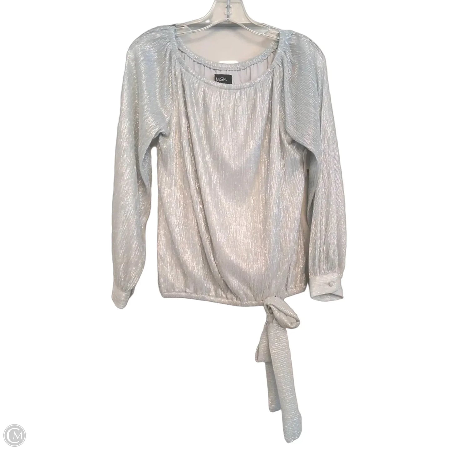 Top Long Sleeve By Msk In Silver, Size: S