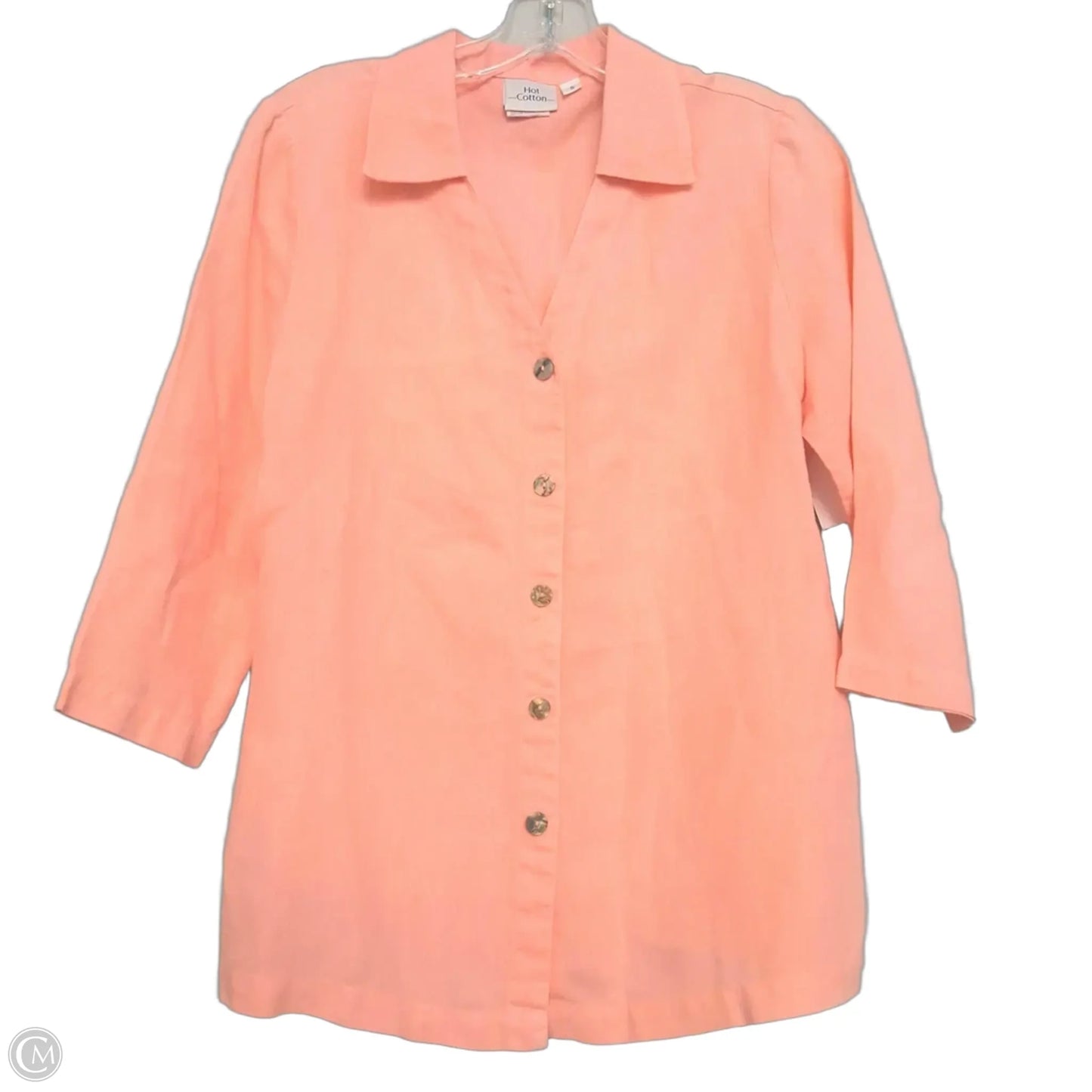 Blouse Long Sleeve By Hot Cotton In Coral, Size: S