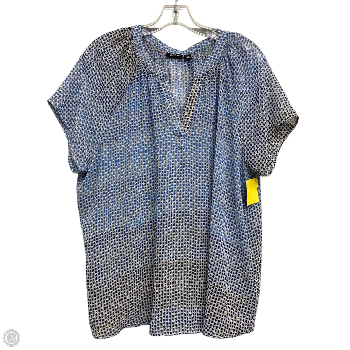 Top Short Sleeve By Ana In Blue & White, Size: 1x
