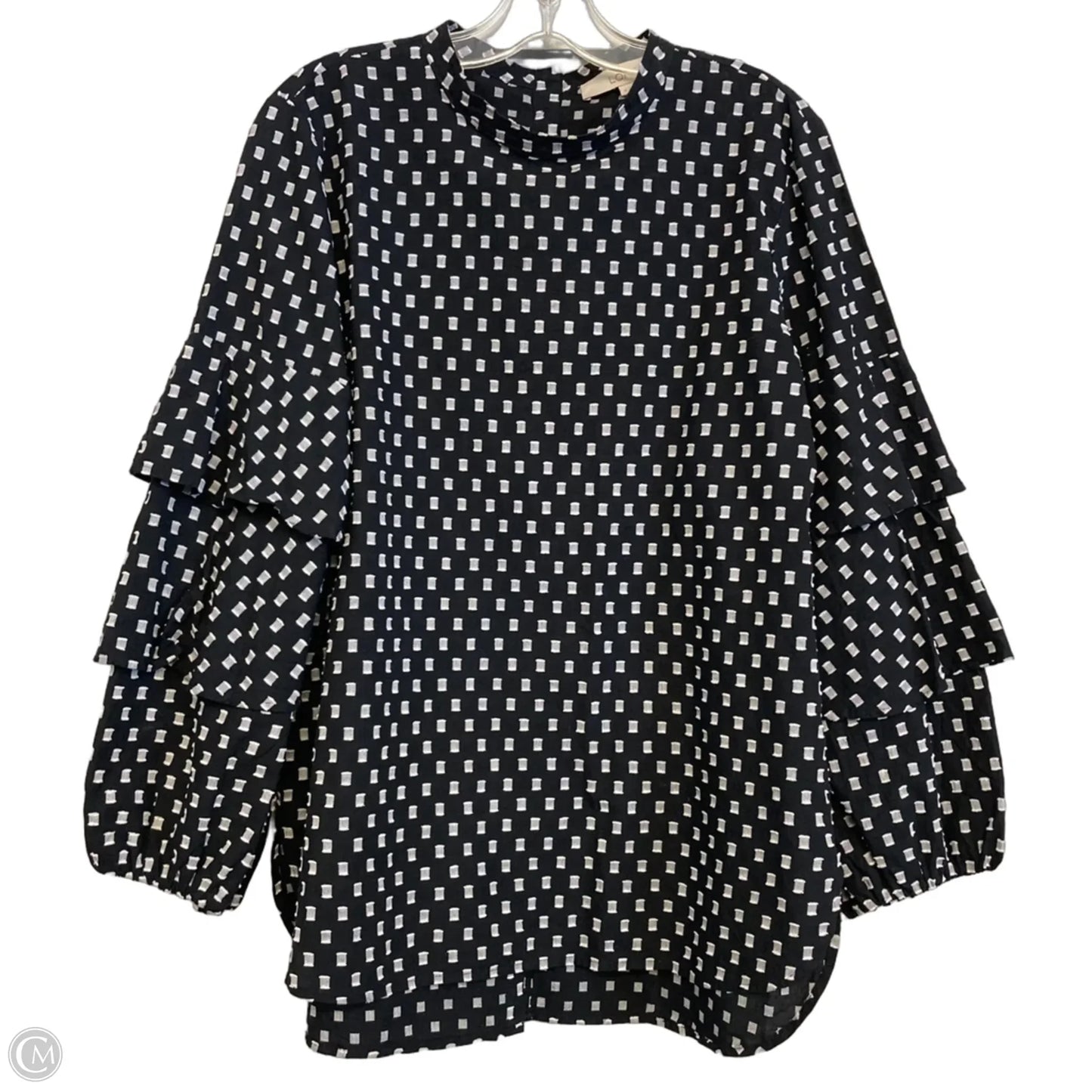 Top Long Sleeve By Loft In Black & White, Size: M