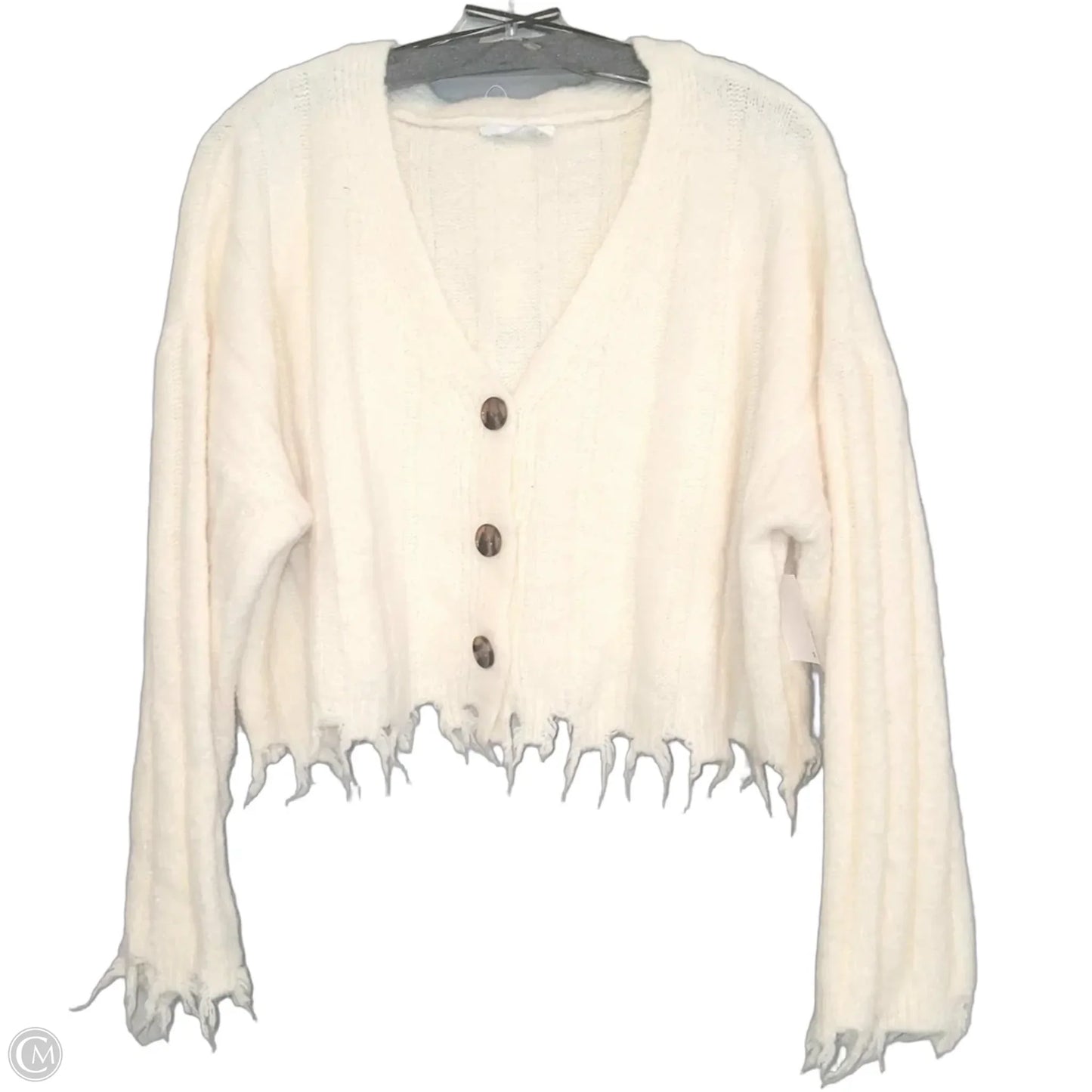 Sweater Cardigan By Double Zero In Cream, Size: Xs