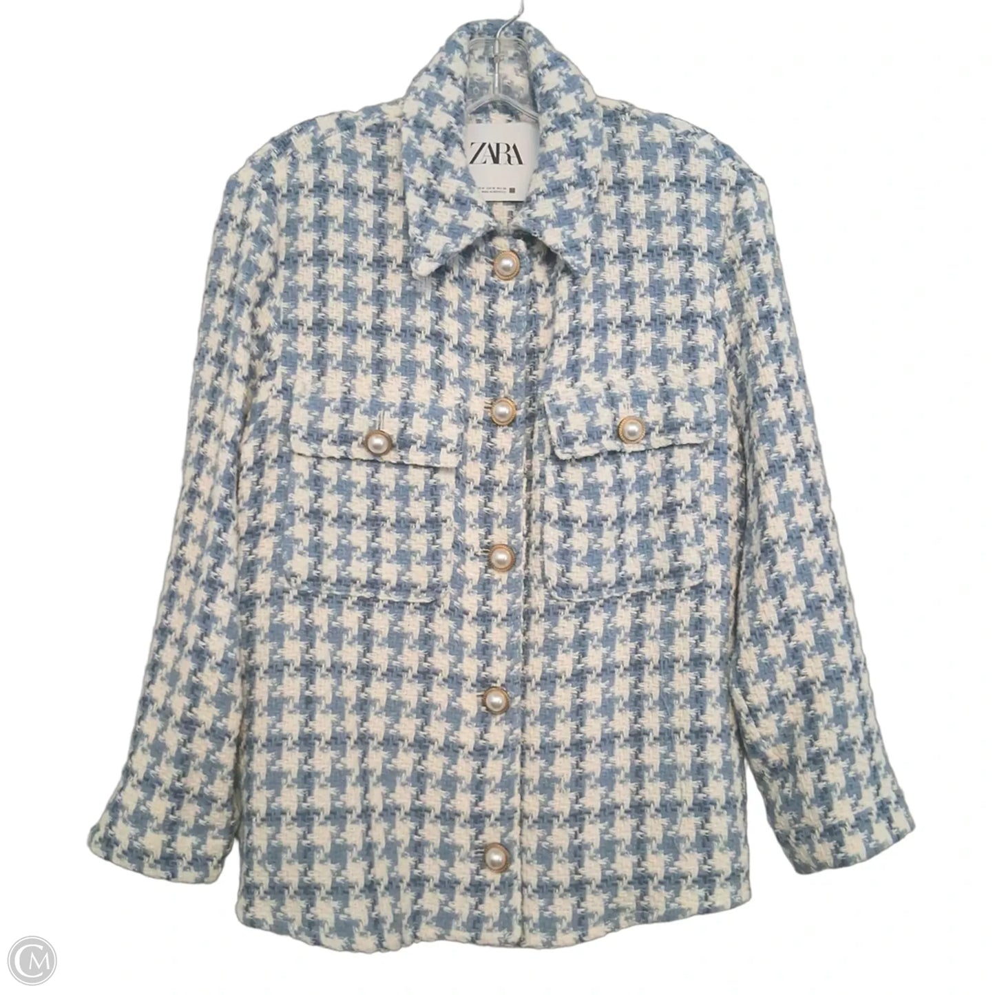 Blazer By Zara In Blue & White, Size: M