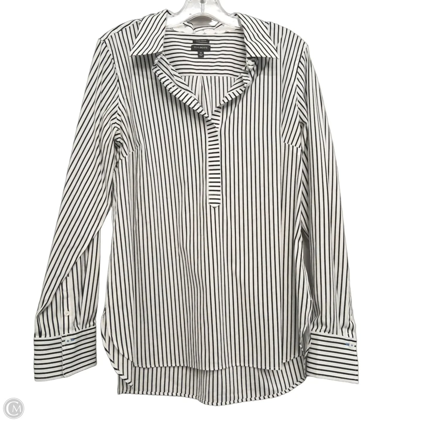Top Long Sleeve By Talbots In Black & White, Size: L