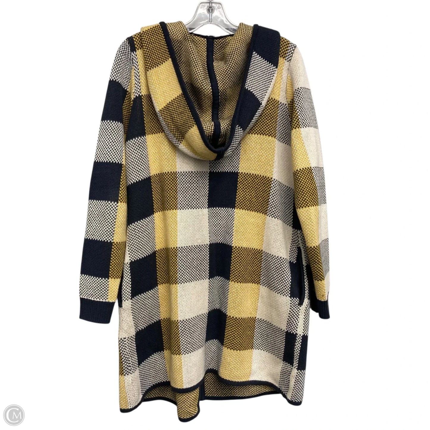 Sweater Cardigan By Cabi In Checkered Pattern, Size: M