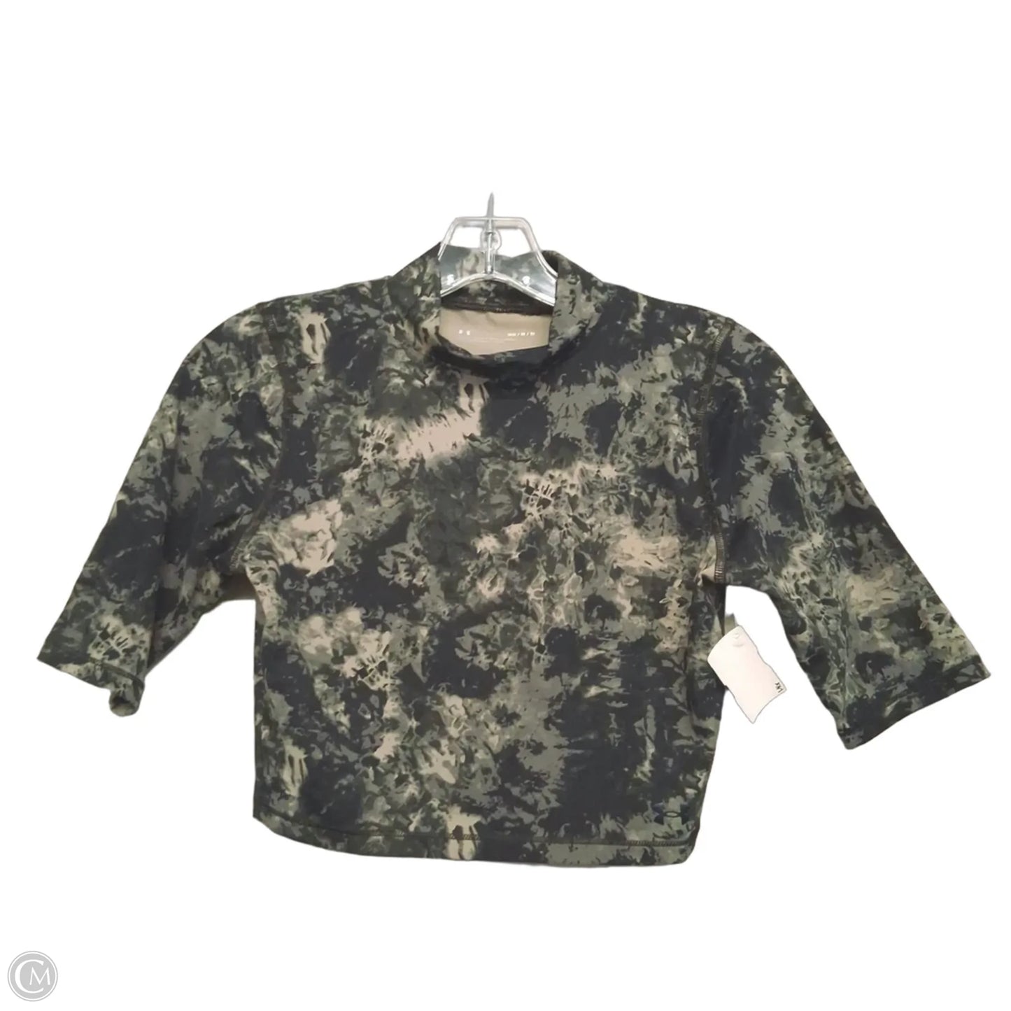 Athletic Top Short Sleeve By Under Armour In Black & Cream, Size: M