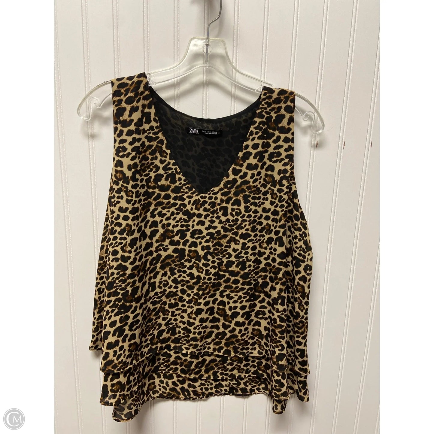 Top Sleeveless By Zara In Black & Brown, Size: L