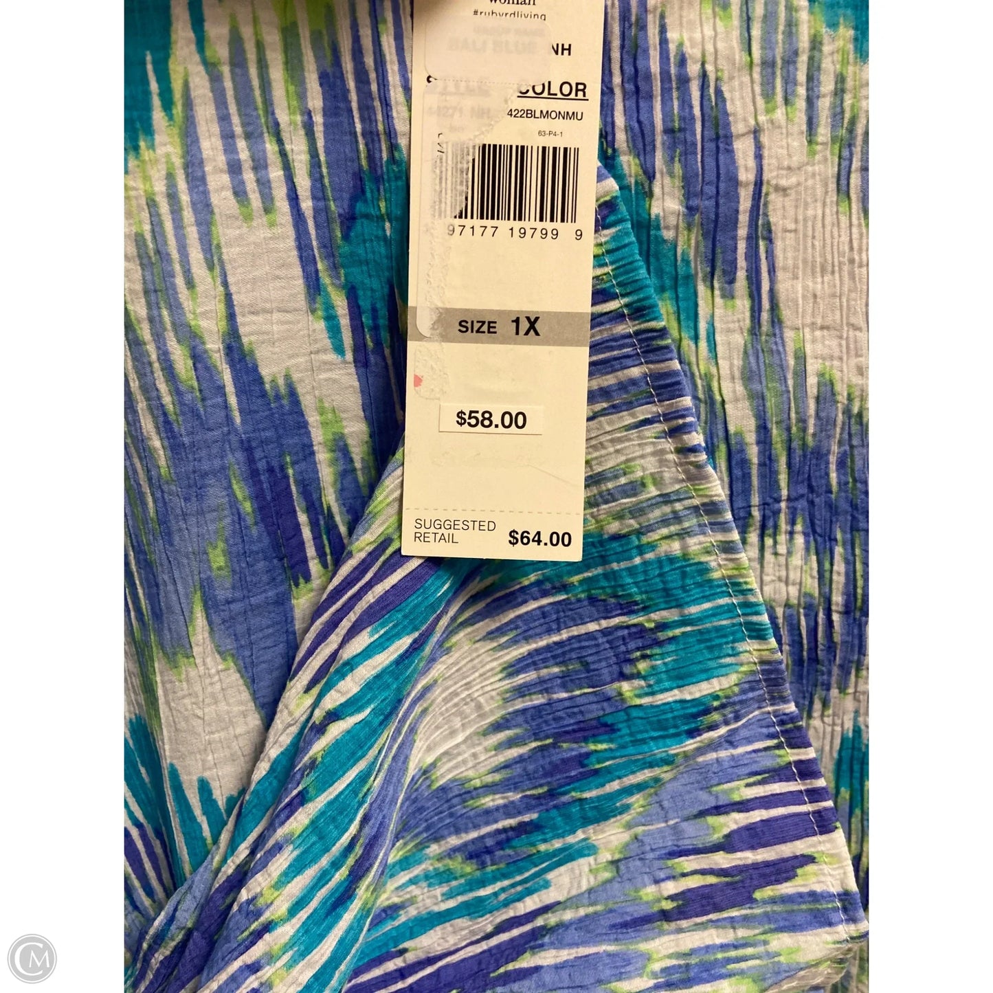 Top Long Sleeve By Ruby Rd In Blue & White, Size: 1x