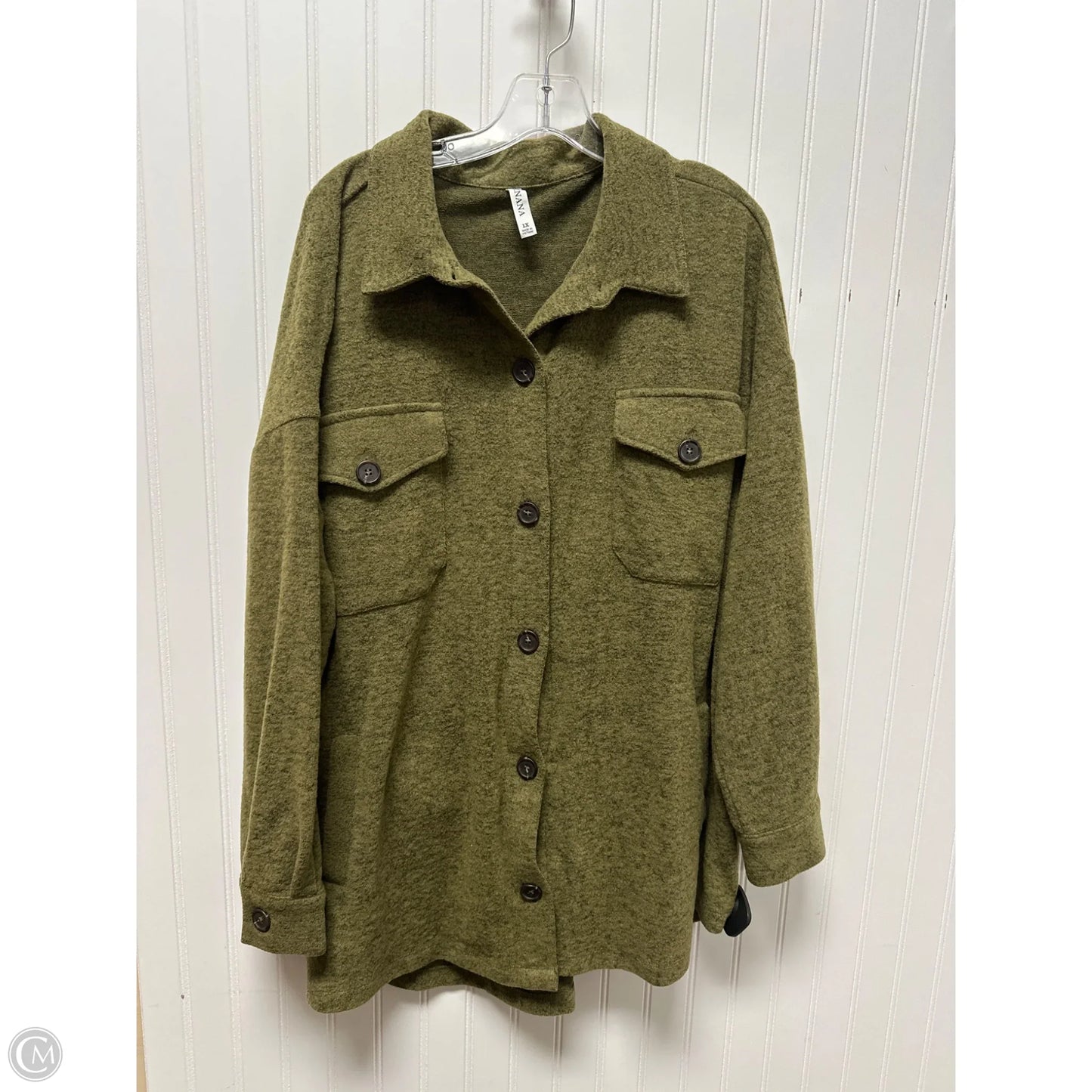 Jacket Fleece By Zenana In Green, Size: 1x