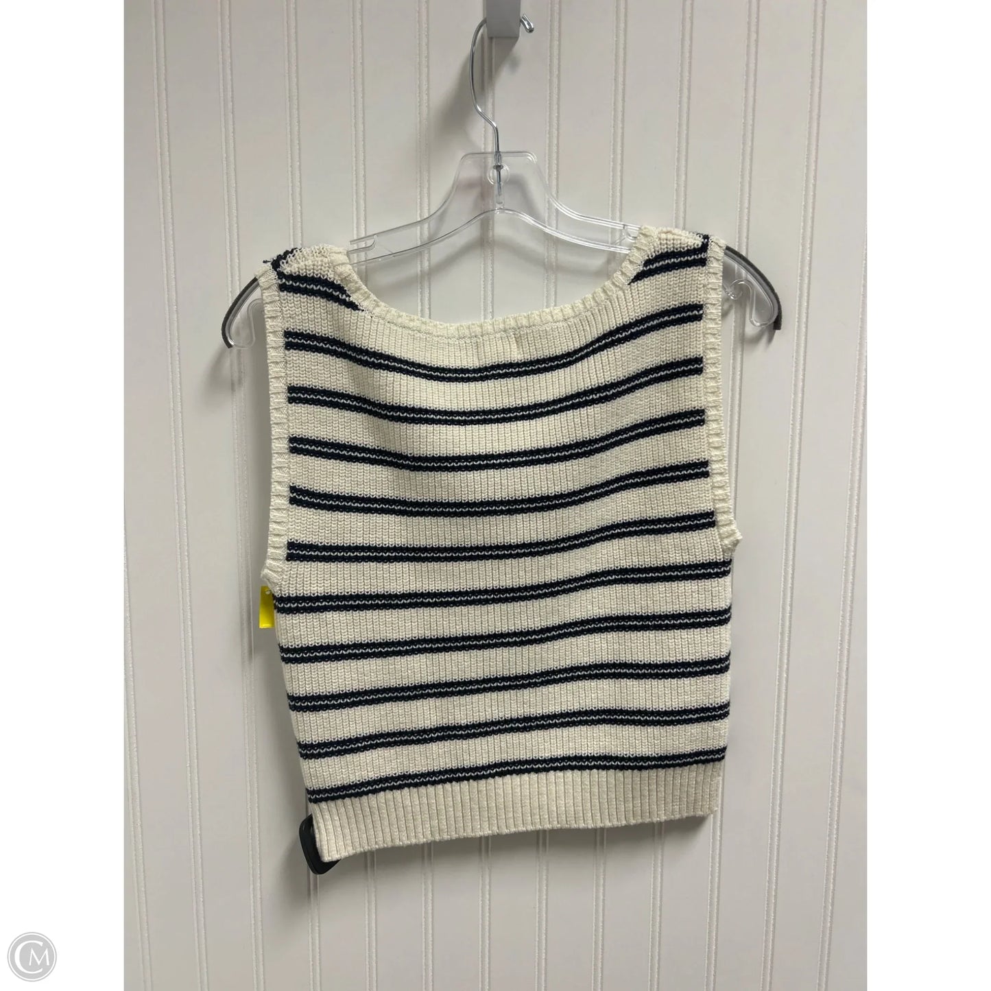 Sweater Short Sleeve By Clothes Mentor In Blue & Cream, Size: L