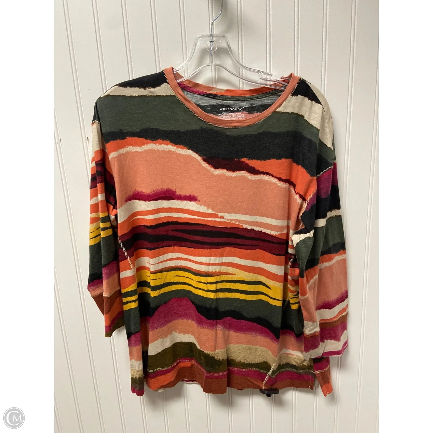 Top 3/4 Sleeve By West Bound In Multi-colored, Size: S