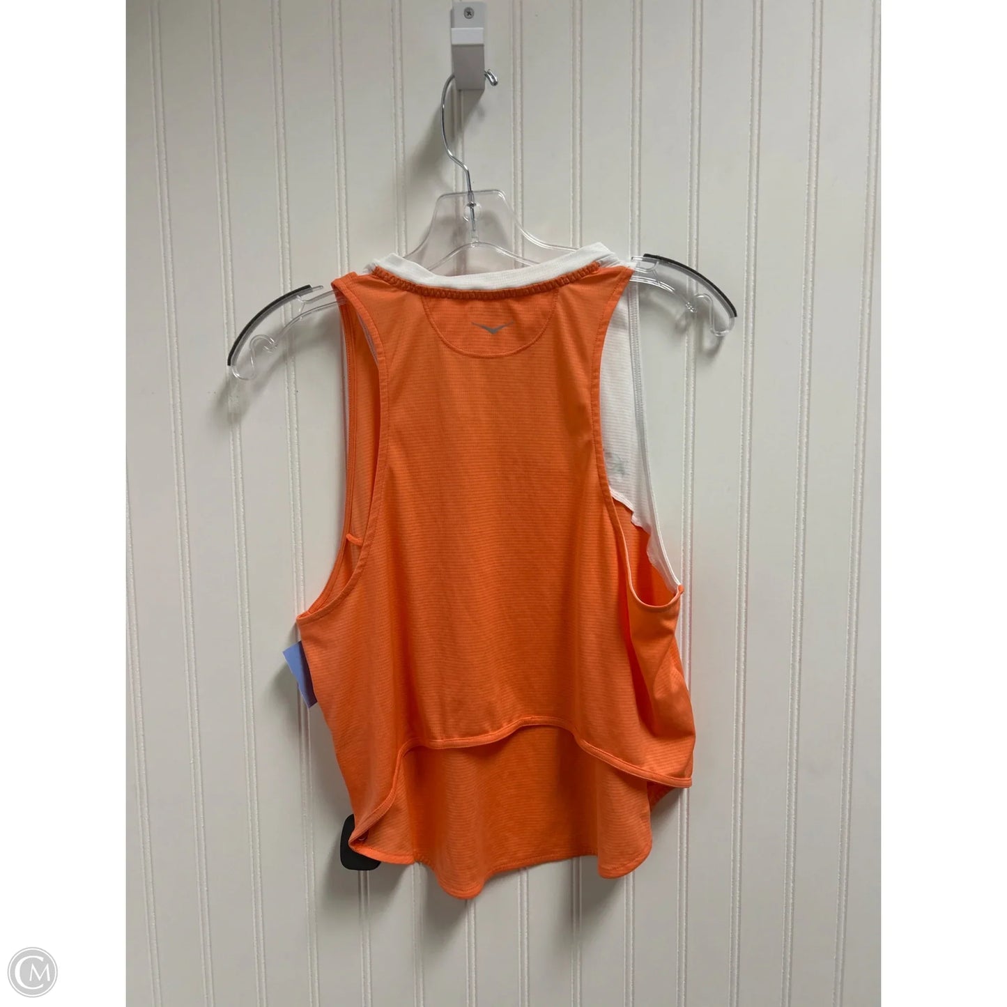 Athletic Tank Top By Hoka In Orange & White, Size: L
