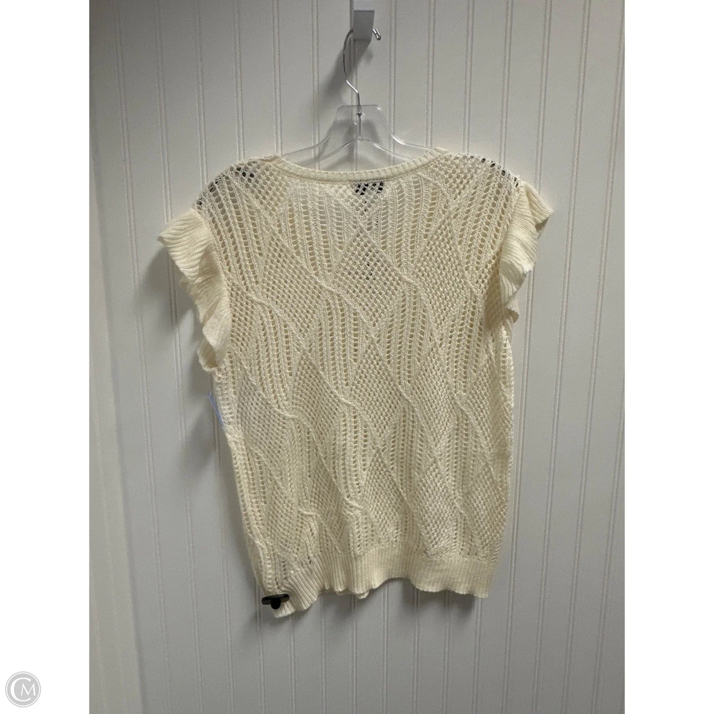 Sweater Short Sleeve By Clothes Mentor In Cream, Size: L