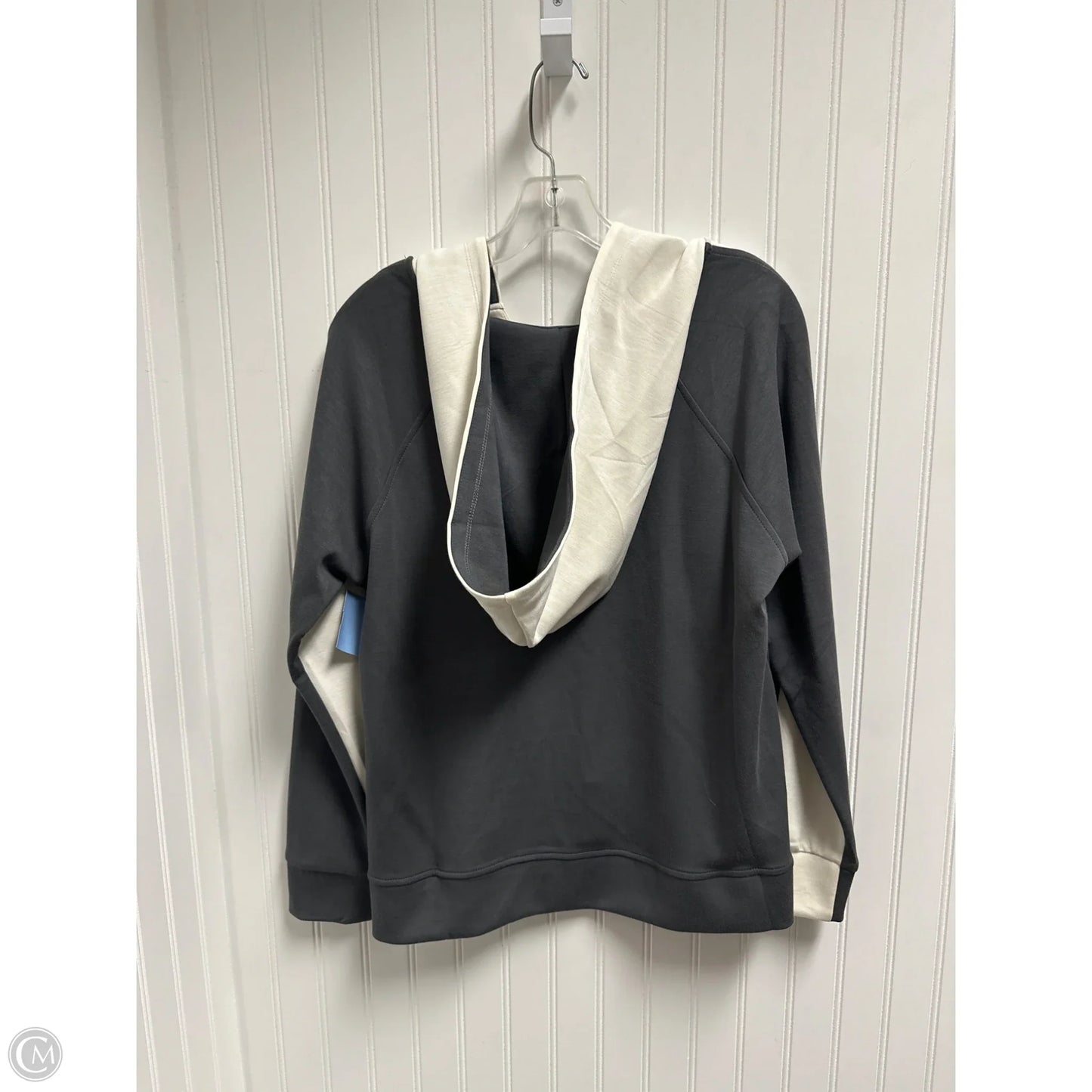 Sweatshirt Hoodie By Cable And Gauge In Cream & Grey, Size: L