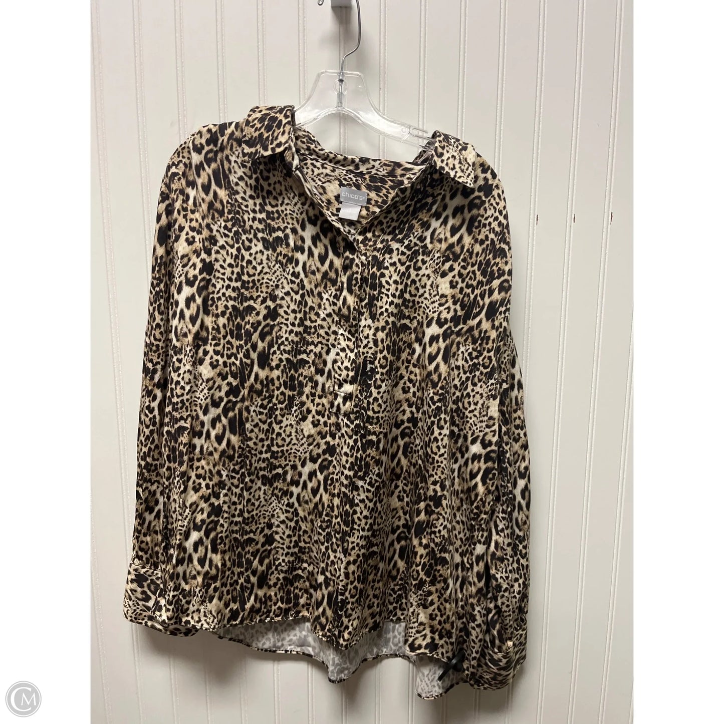 Top Long Sleeve By Chicos In Animal Print, Size: Xl