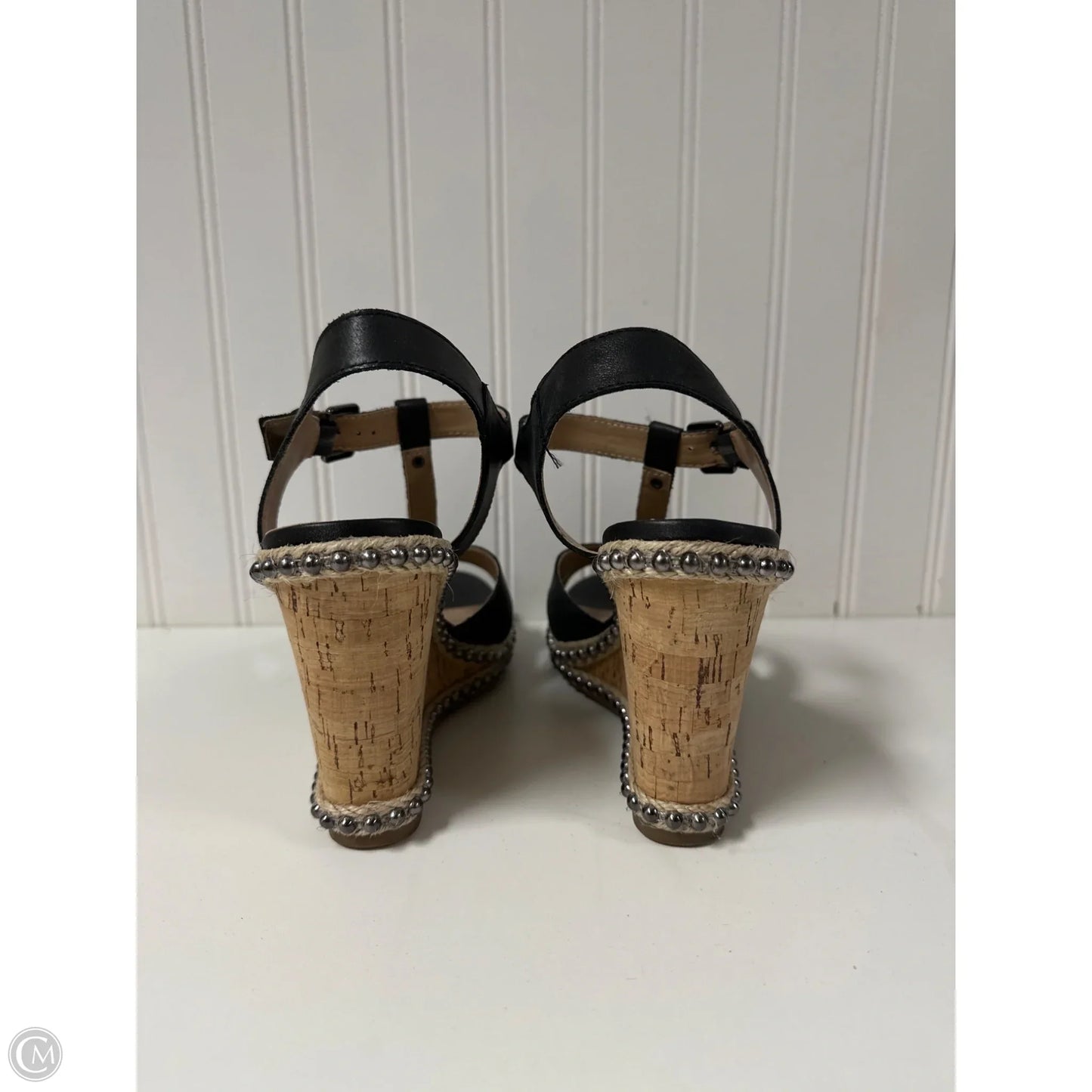 Sandals Heels Wedge By Crown Vintage In Black, Size: 8.5