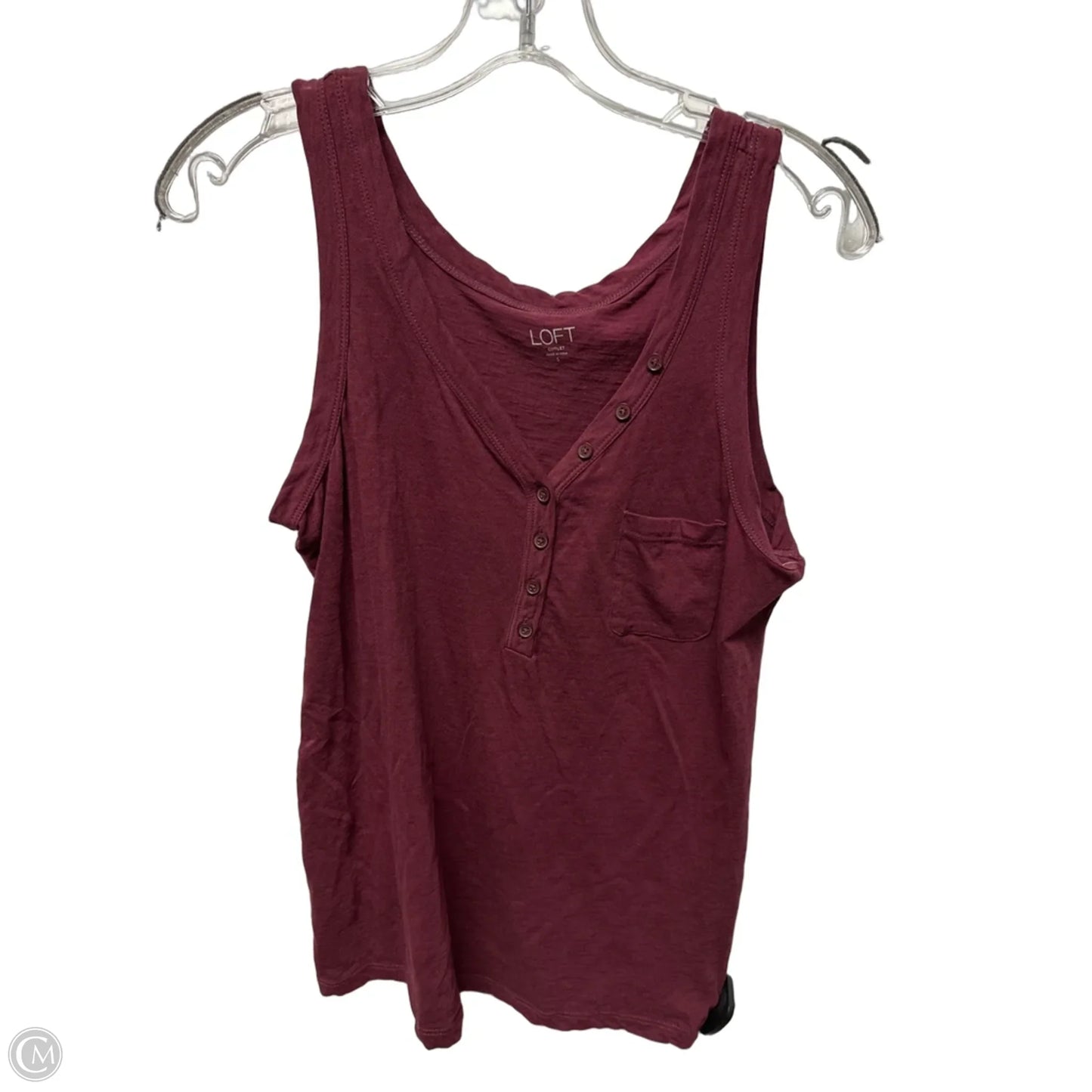 Top Sleeveless Basic By Loft In Maroon, Size: S