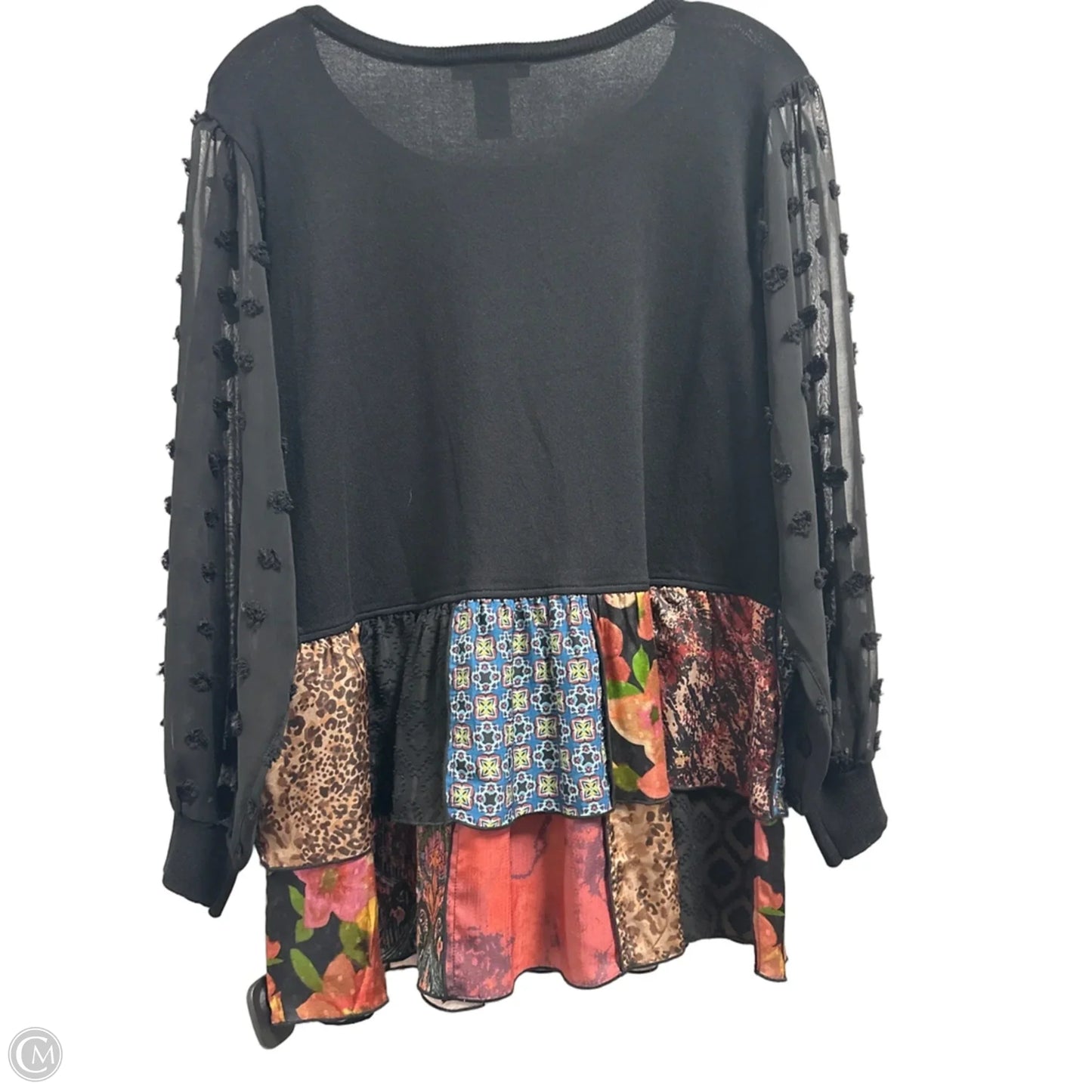 Top Long Sleeve By John Mark In Black, Size: L