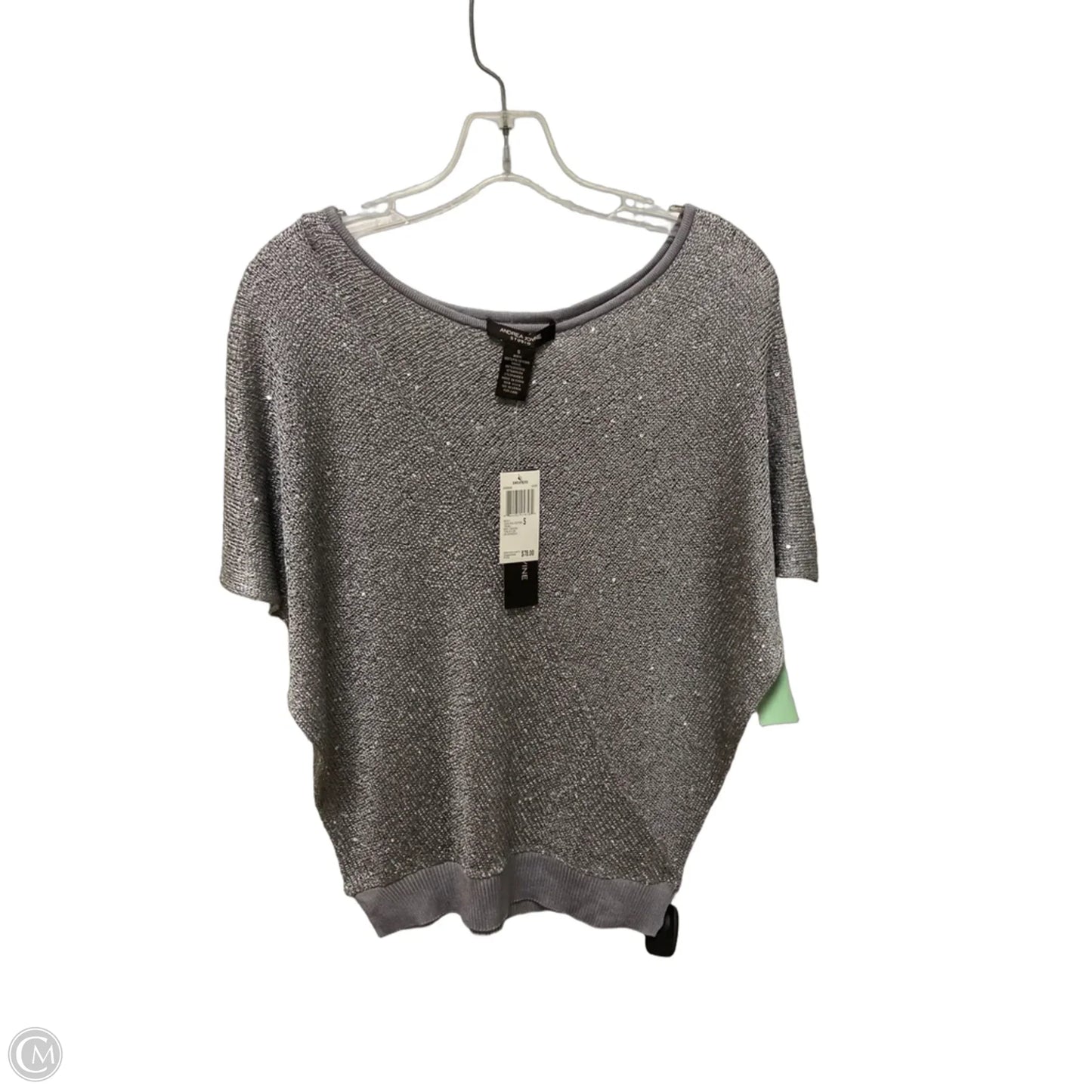 Top Short Sleeve By Andrea Jovine In Silver, Size: S