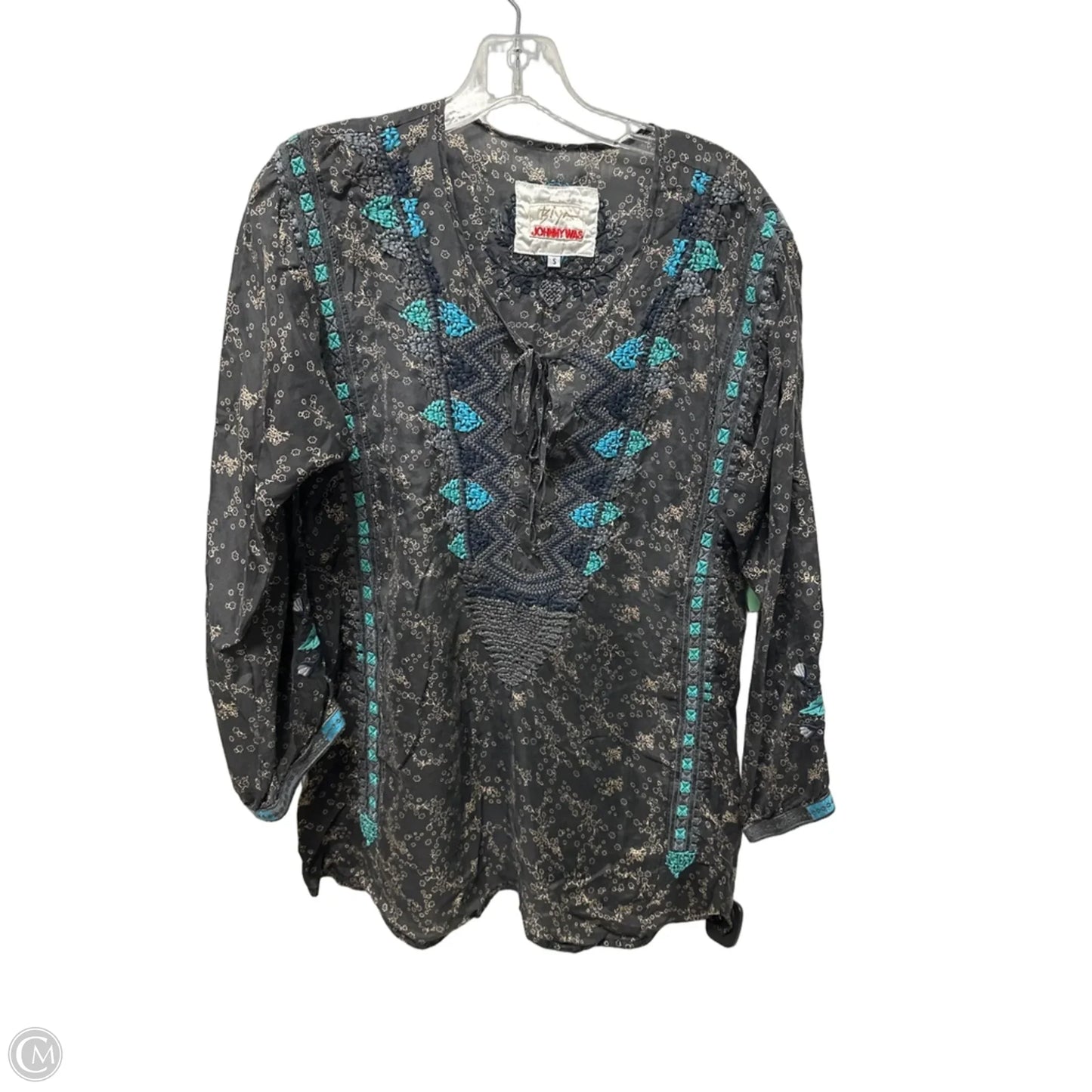 Top Long Sleeve By Johnny Was In Grey & Tan, Size: S
