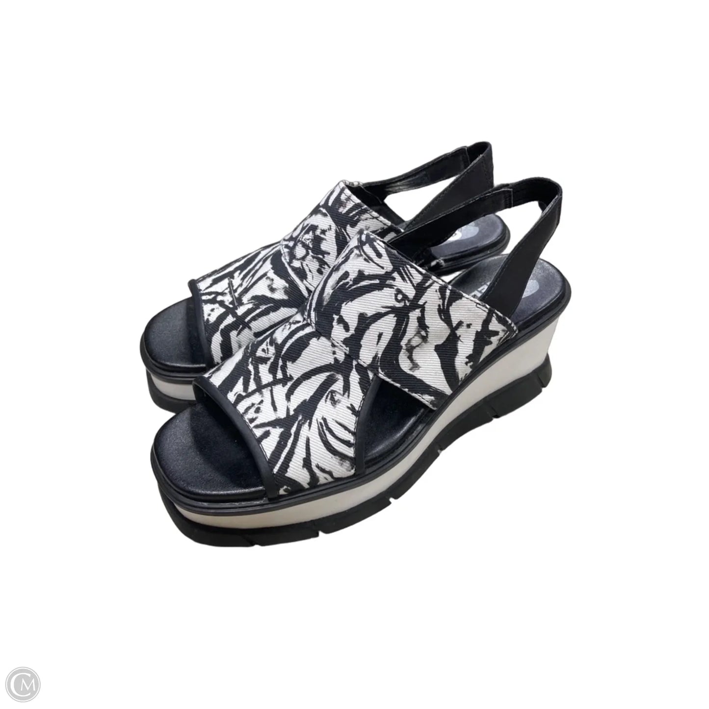 Sandals Heels Wedge By Sorel In Black & White, Size: 9
