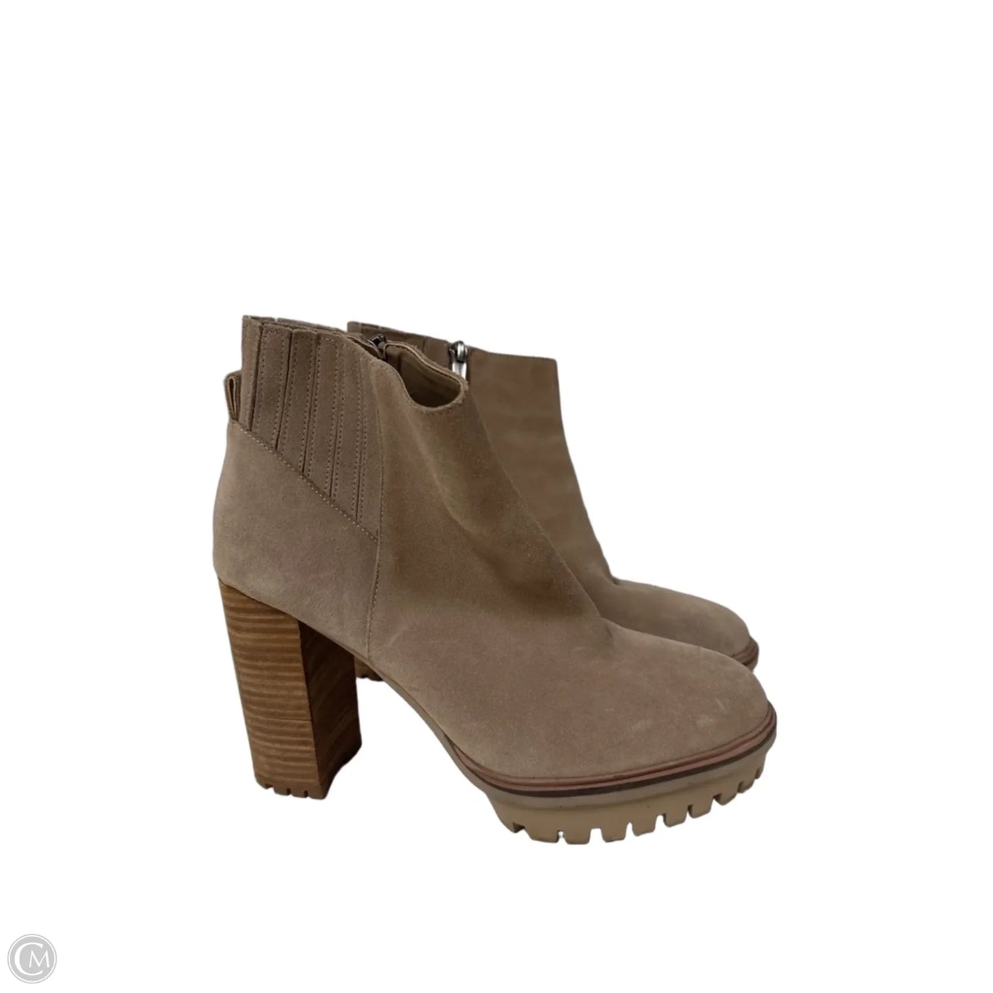 Boots Ankle Heels By Vince Camuto In Taupe, Size: 9.5