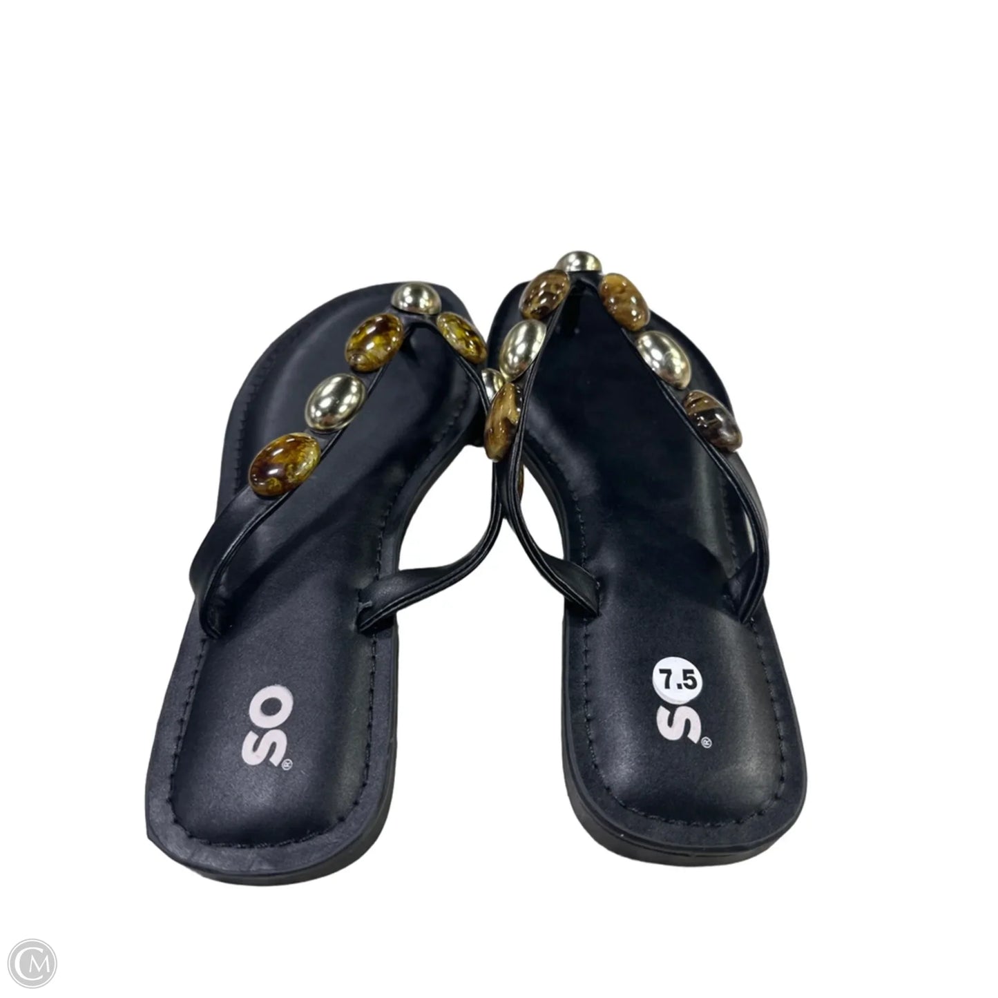 Sandals Flats By So In Black & Brown, Size: 7.5