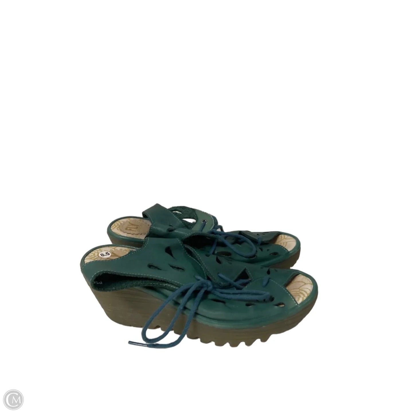 Sandals Heels Wedge By Fly London In Teal, Size: 8.5