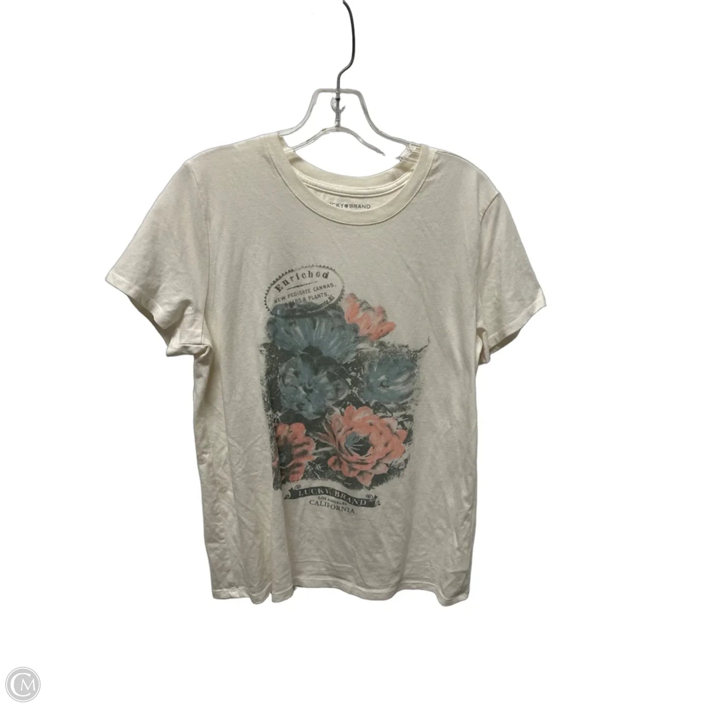 Top Short Sleeve Basic By Lucky Brand In Ivory, Size: M