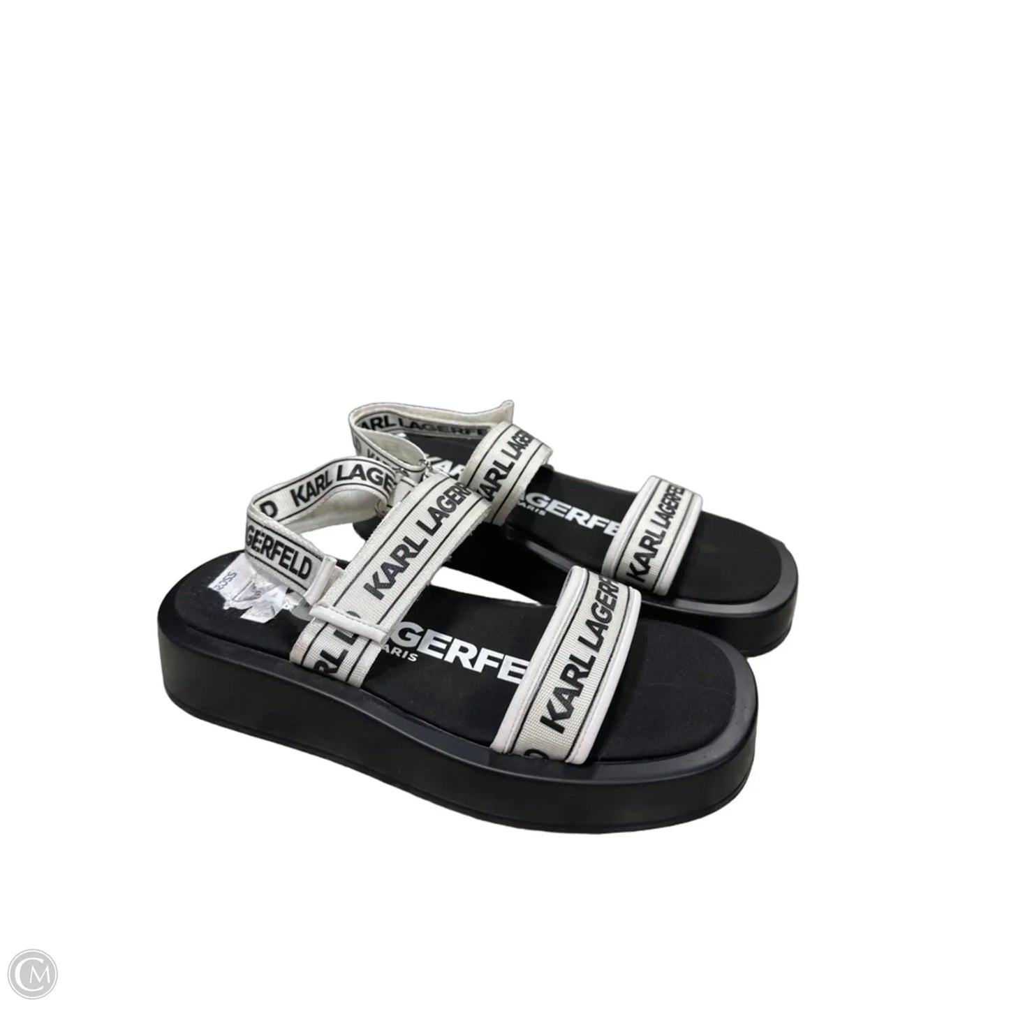 Sandals Designer By Karl Lagerfeld In Black & White, Size: 7