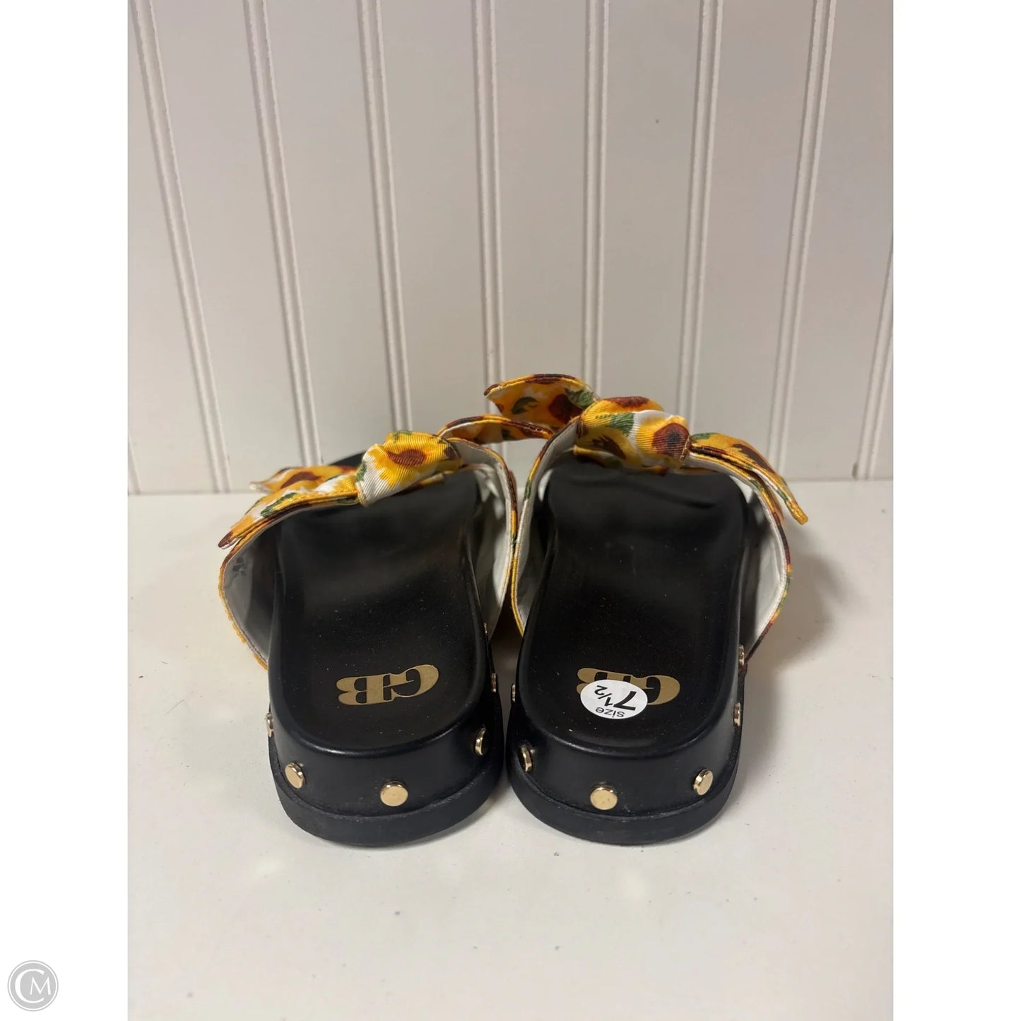 Sandals Flats By Gianni Bini In Black & Yellow, Size: 7.5