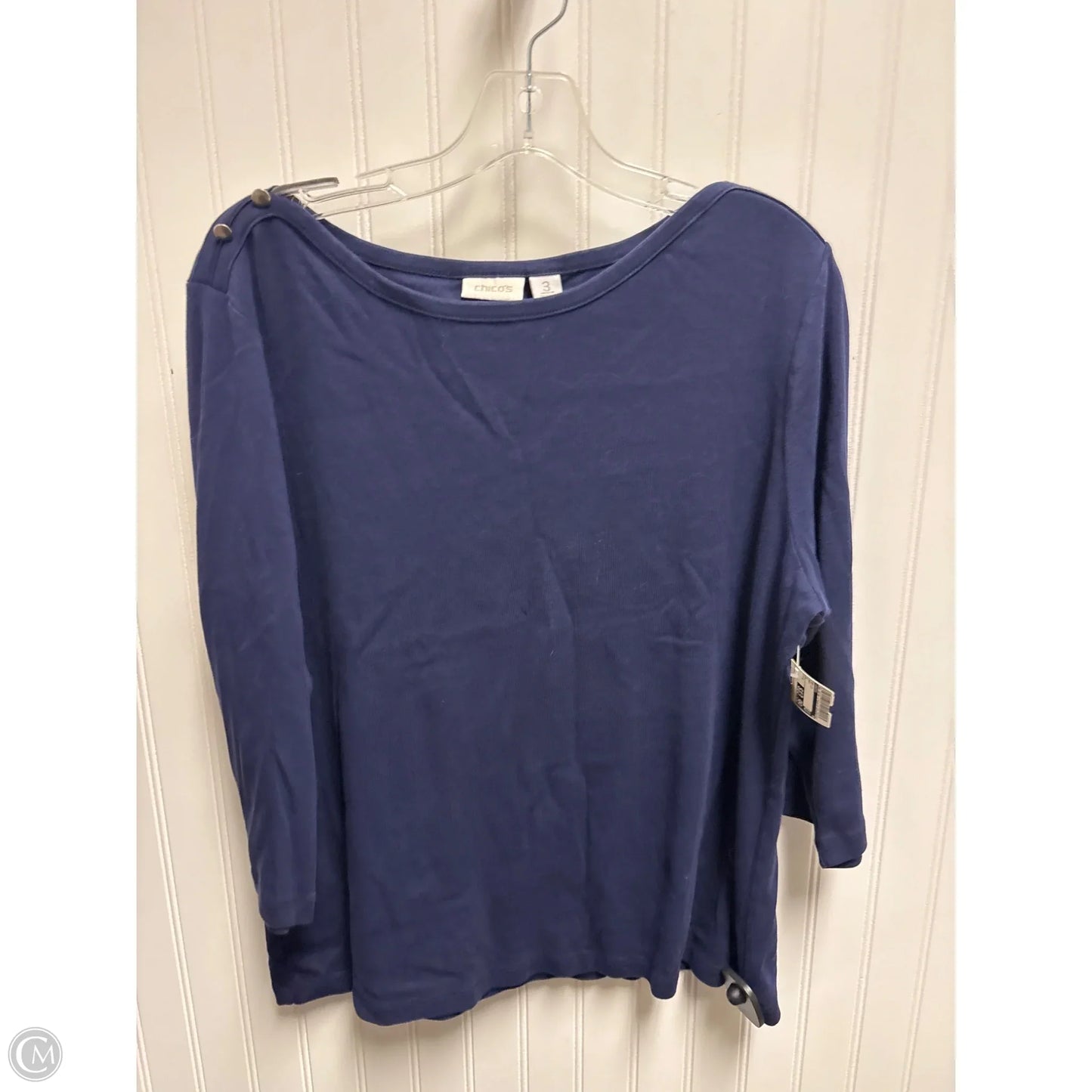Top Long Sleeve By Chicos In Navy, Size: Xl