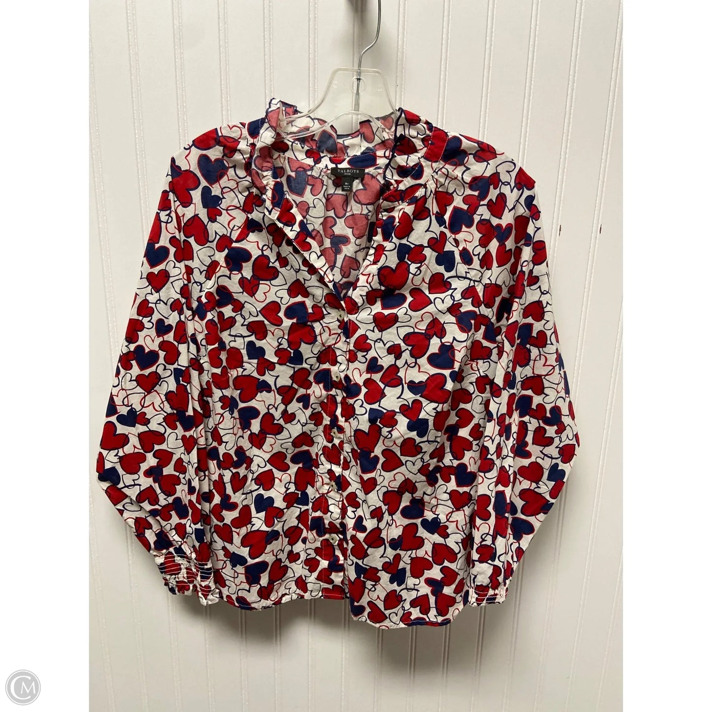 Top Long Sleeve By Talbots In Blue & Red & White, Size: Mp